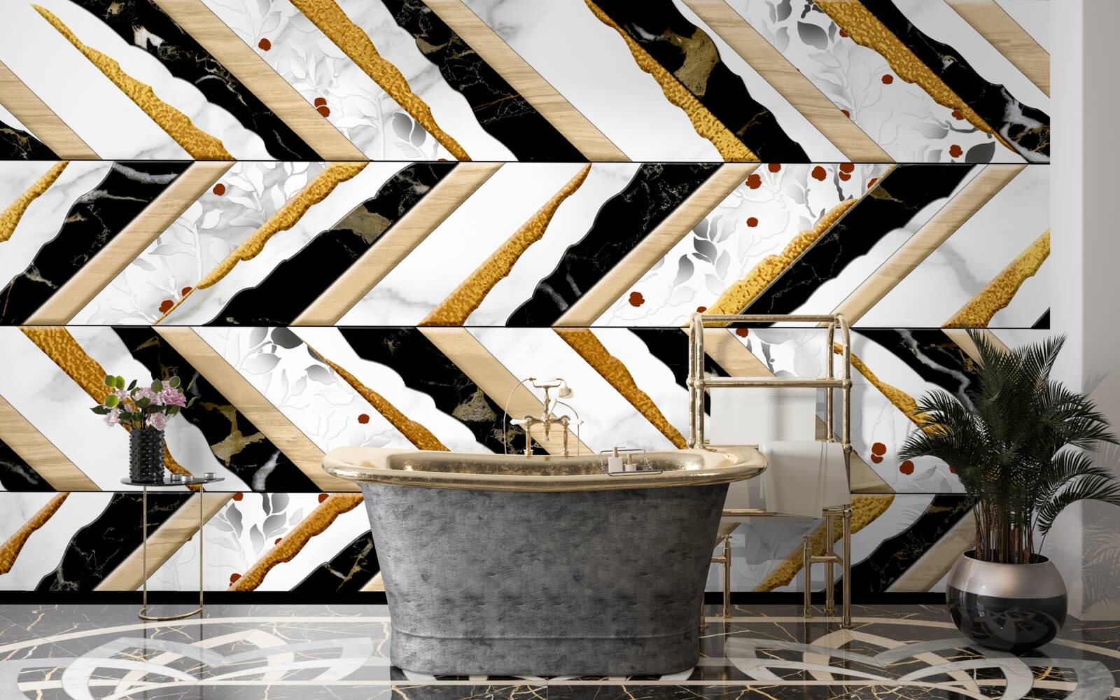 Фотошпалери сліпучі лінії танцюють зигзаг у дзеркальному відображенні