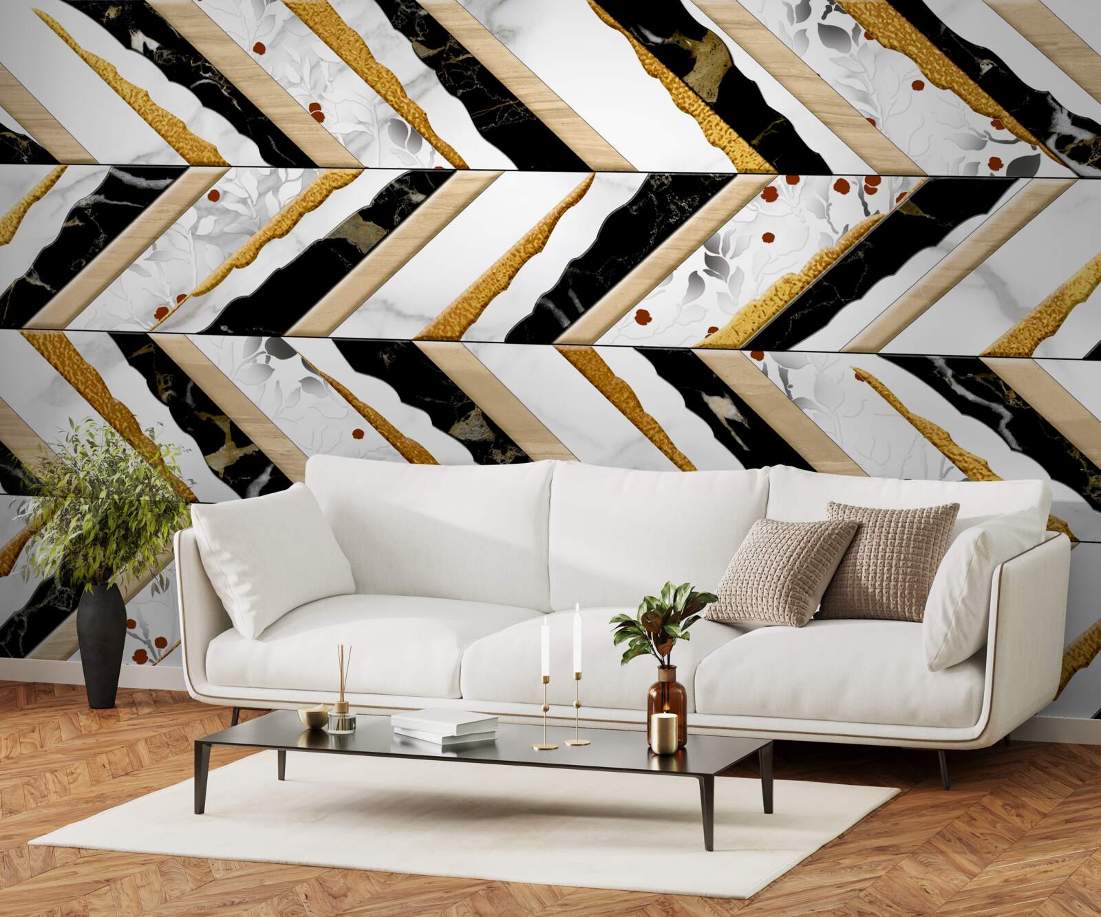 Фотошпалери сліпучі лінії танцюють зигзаг у дзеркальному відображенні