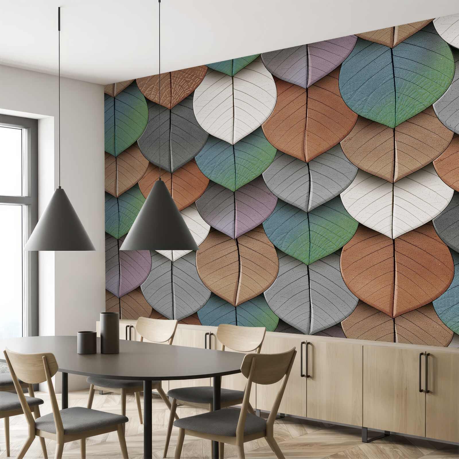 Фотошпалери осіння абстракція листя та квітів