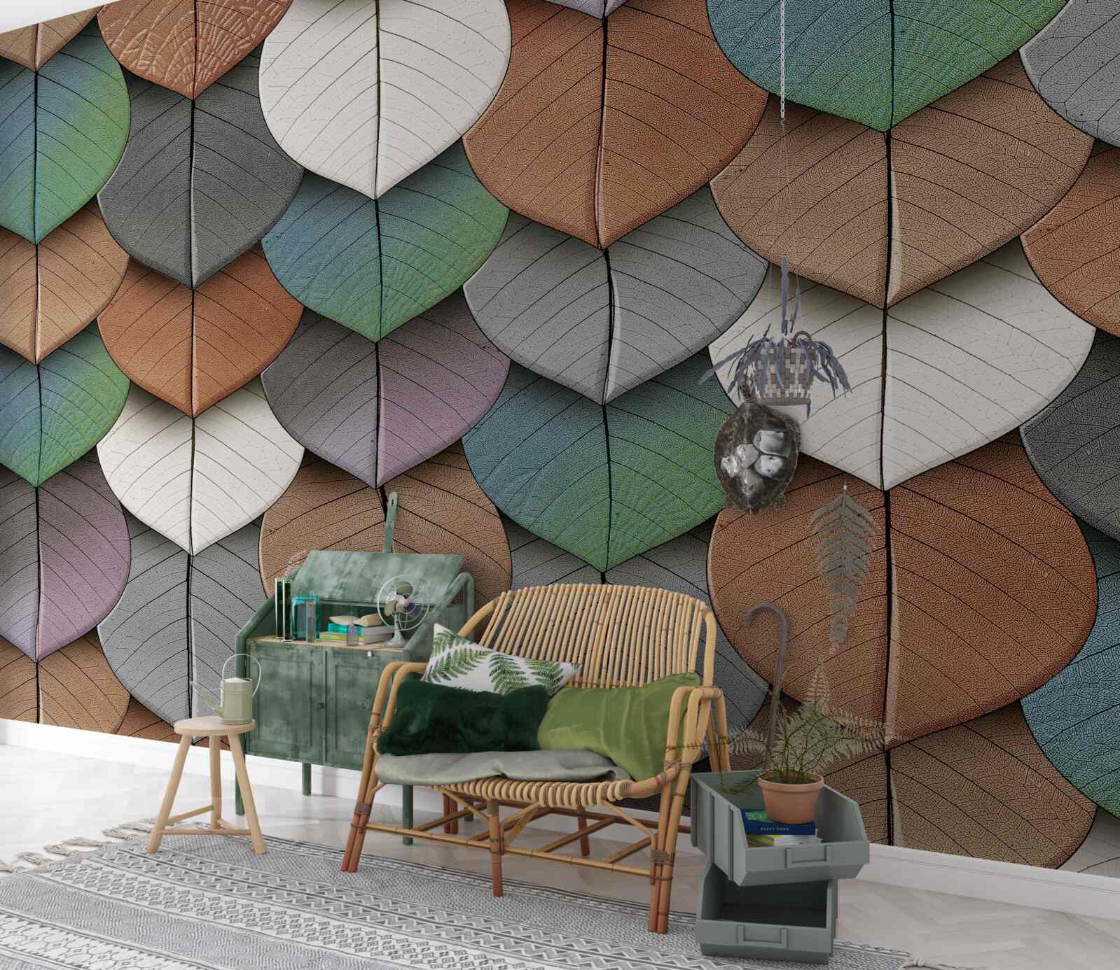 Фотошпалери осіння абстракція листя та квітів