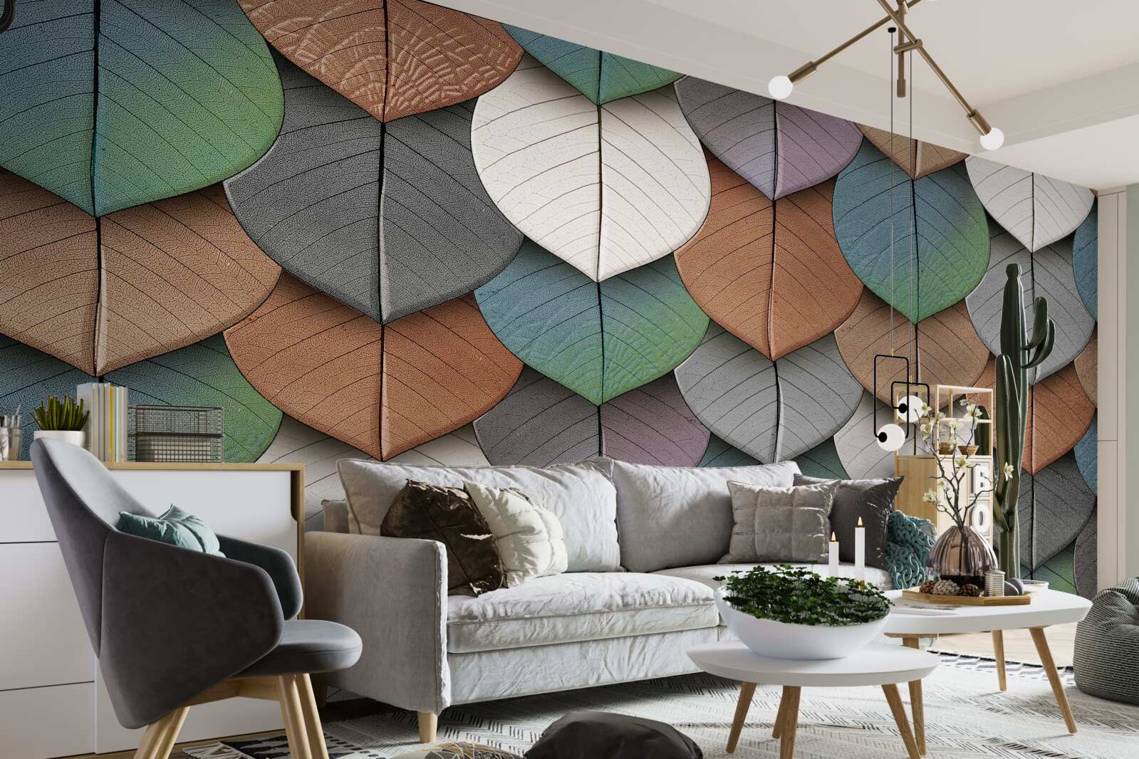 Фотошпалери осіння абстракція листя та квітів