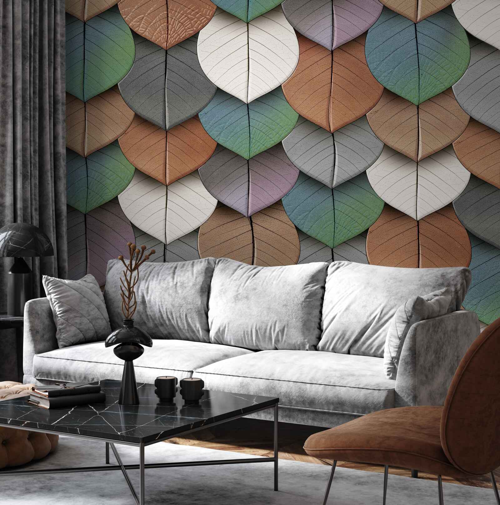 Фотошпалери осіння абстракція листя та квітів