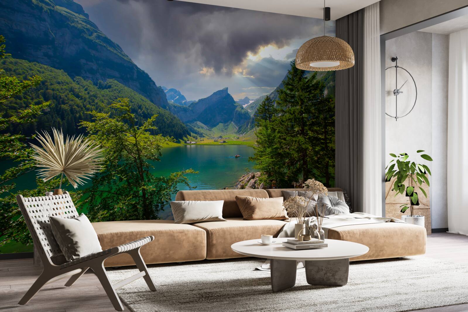 Фотошпалери гірське озеро скоро вкриється дощовими хмарами