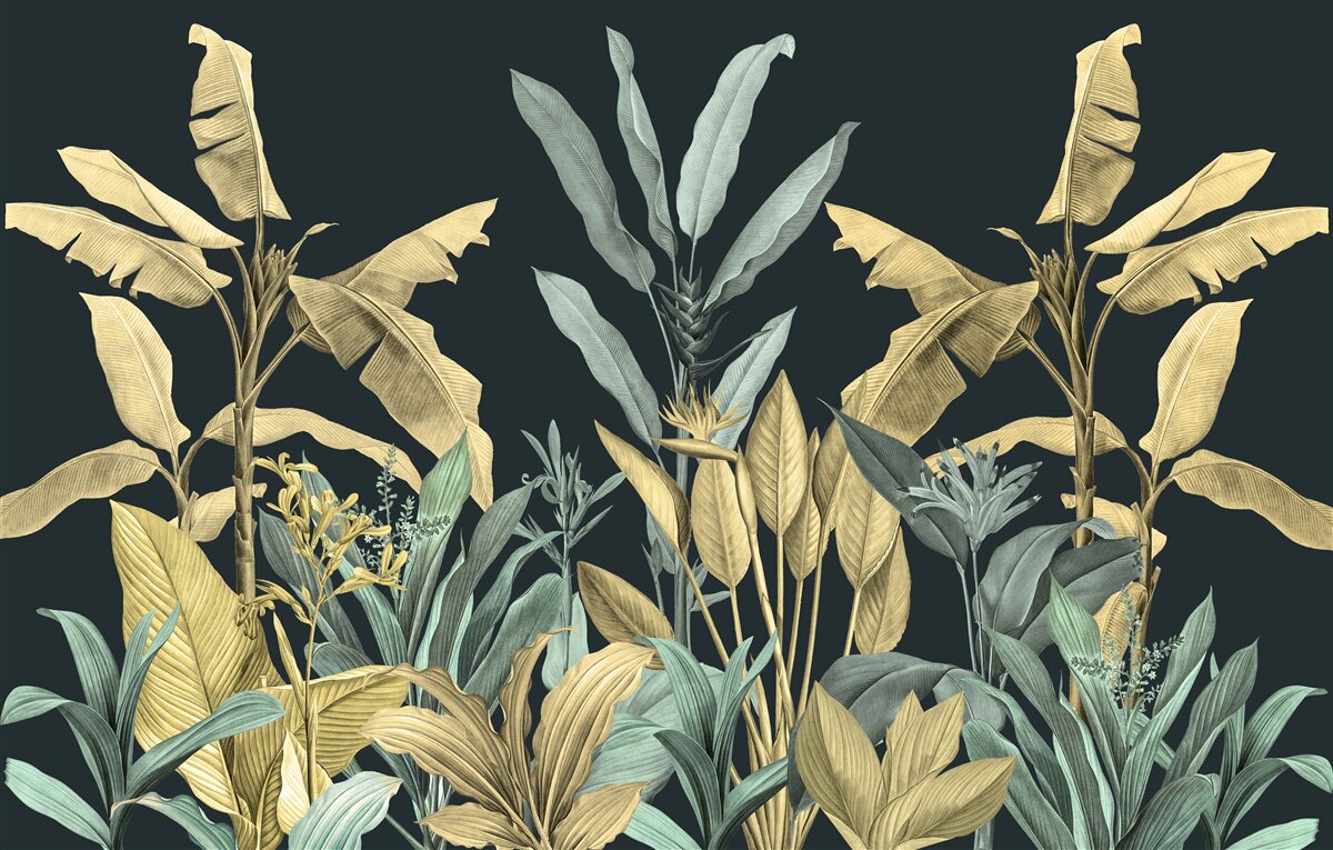 Фотошпалери насичені відтінки тропічних рослин