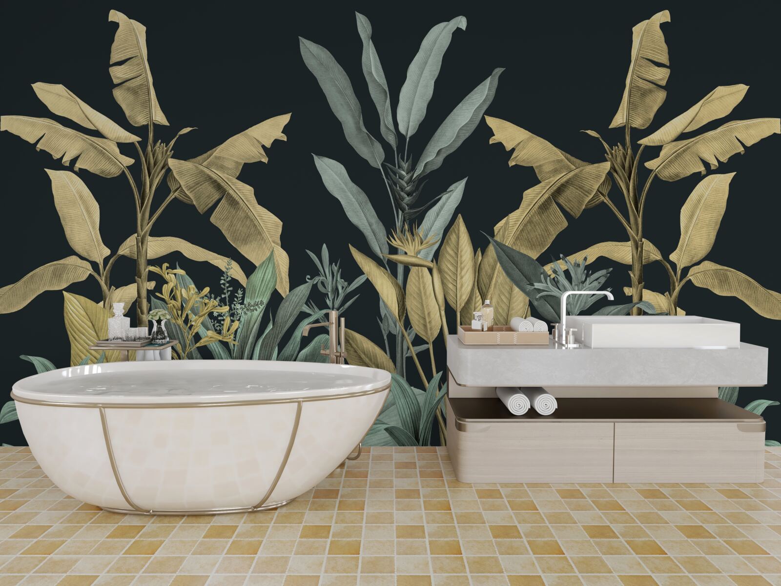 Фотошпалери насичені відтінки тропічних рослин