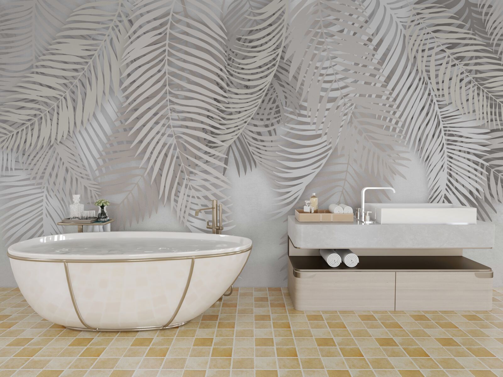 Фотошпалери пальмове листя висить