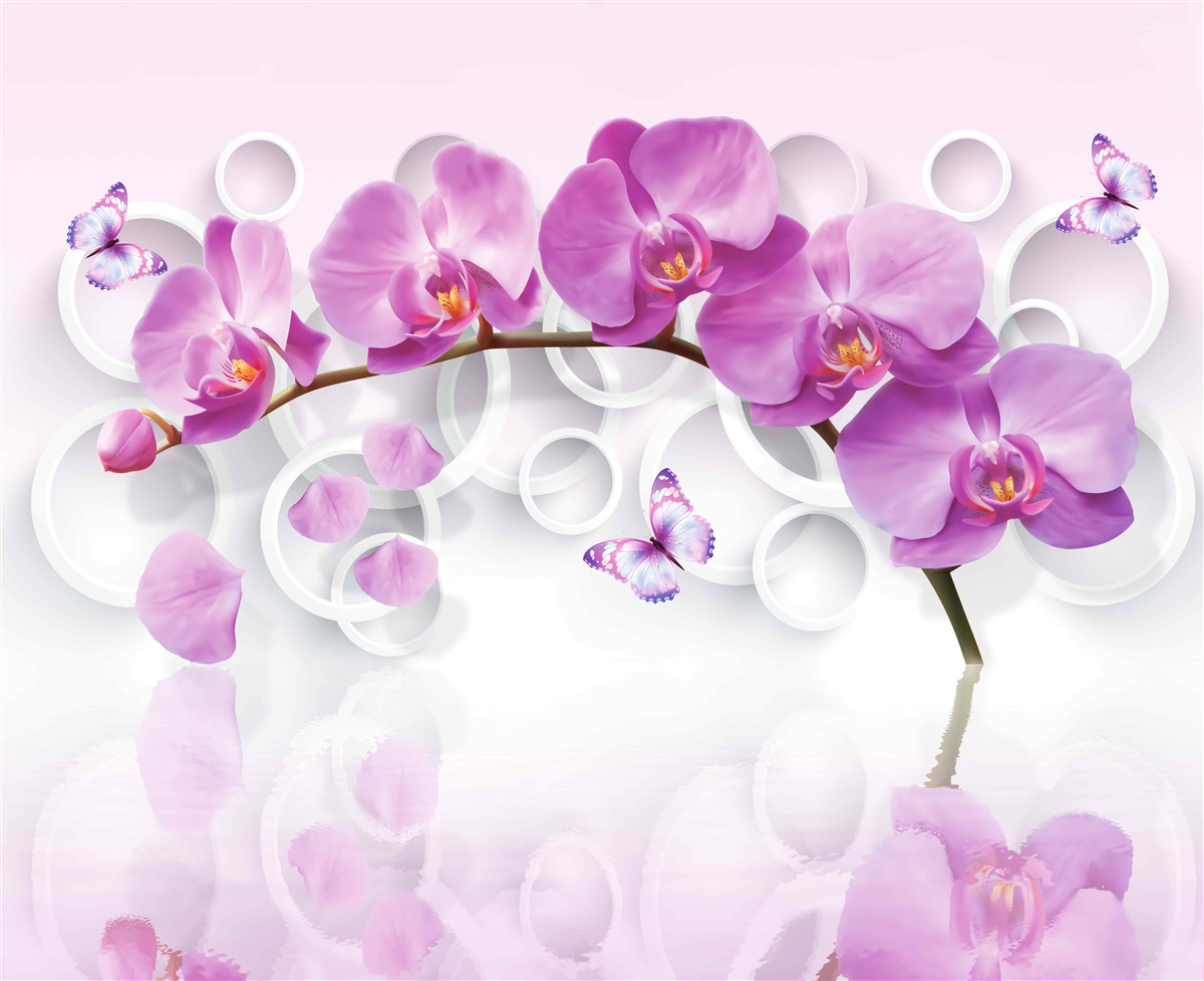 Фотошпалери стовбур великої орхідеї, прикрашений квітами