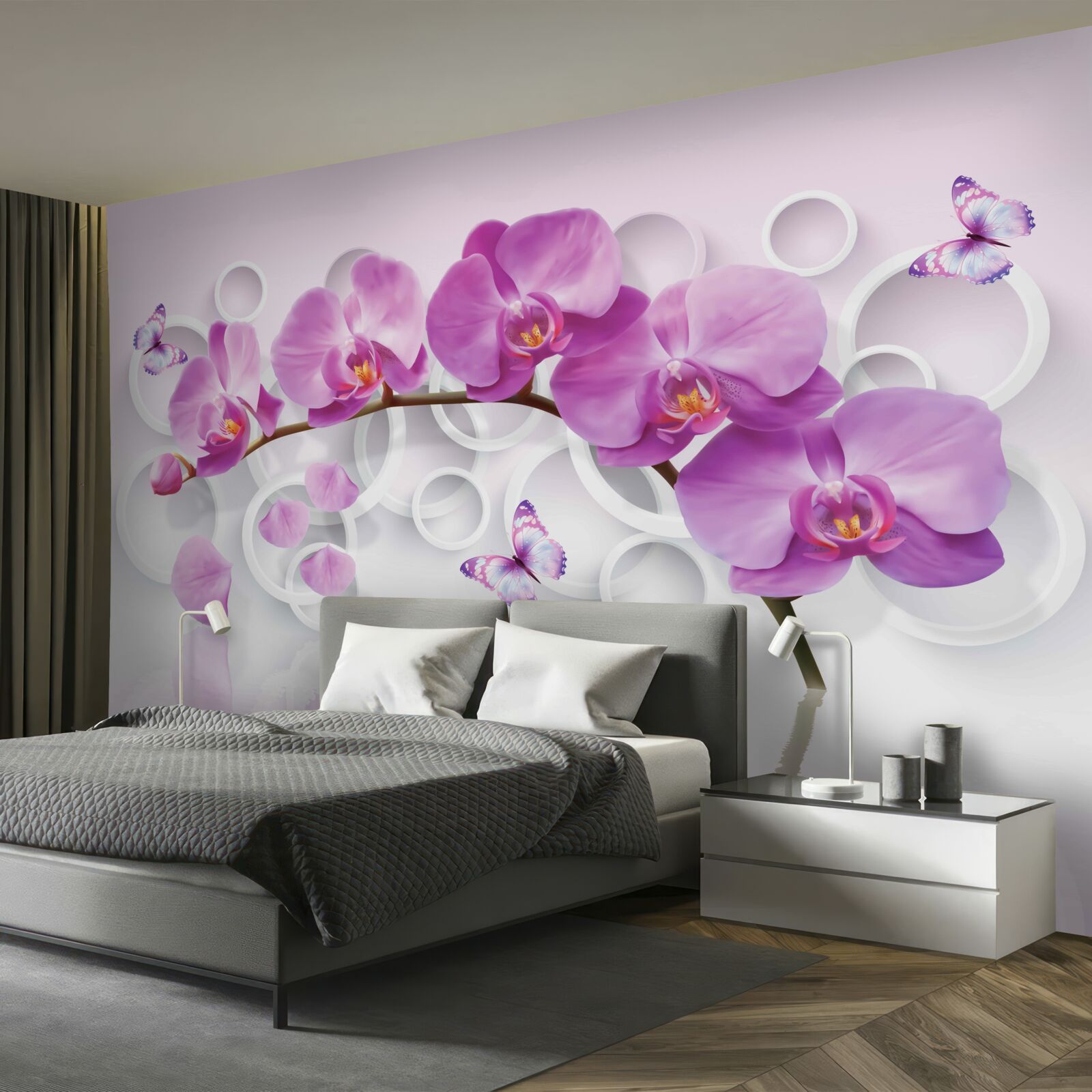 Фотошпалери стовбур великої орхідеї, прикрашений квітами