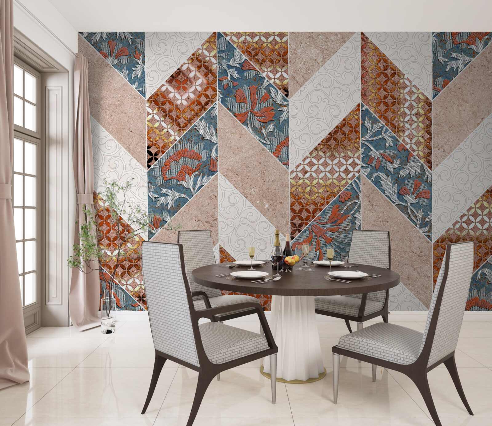 Фотошпалери освітлені геометричні фігури у дзеркальному відображенні