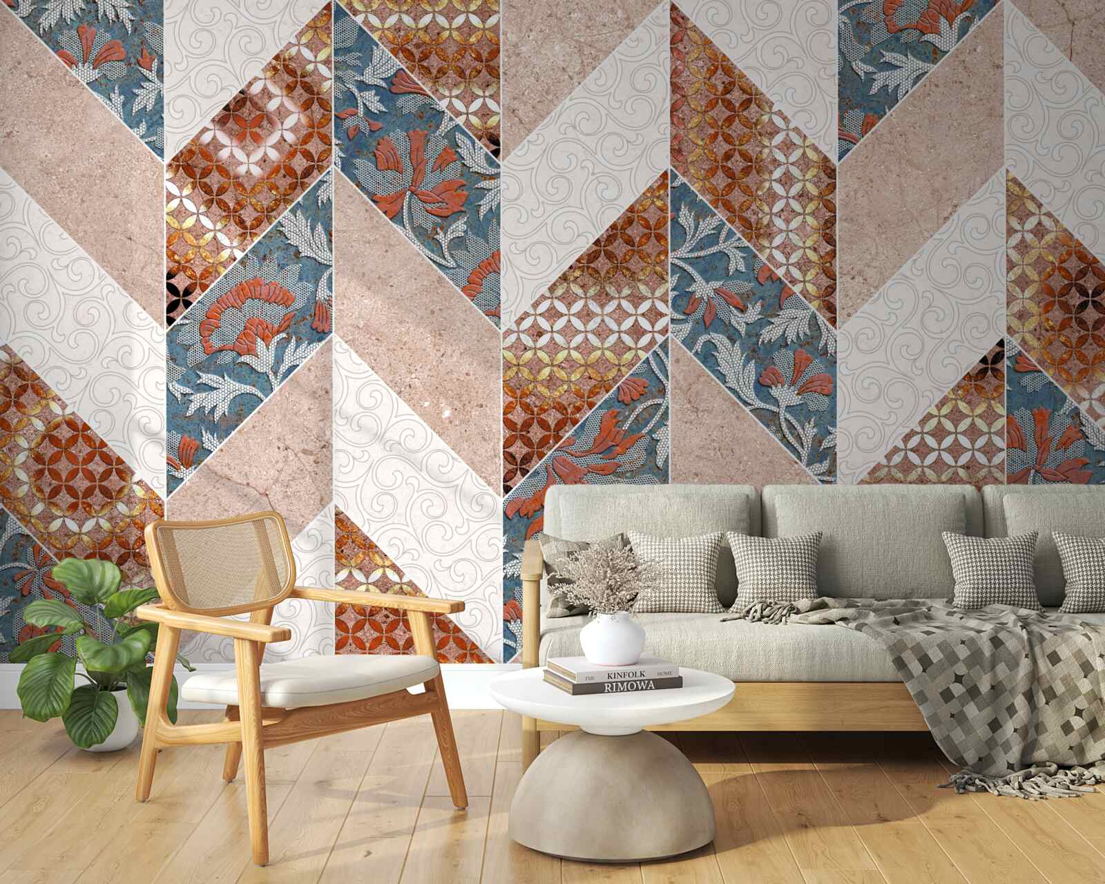 Фотошпалери освітлені геометричні фігури у дзеркальному відображенні