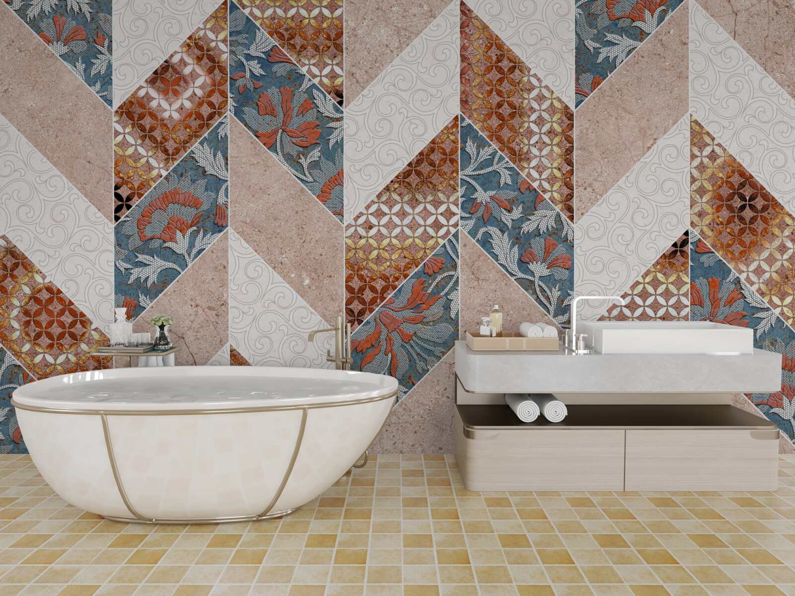 Фотошпалери освітлені геометричні фігури у дзеркальному відображенні