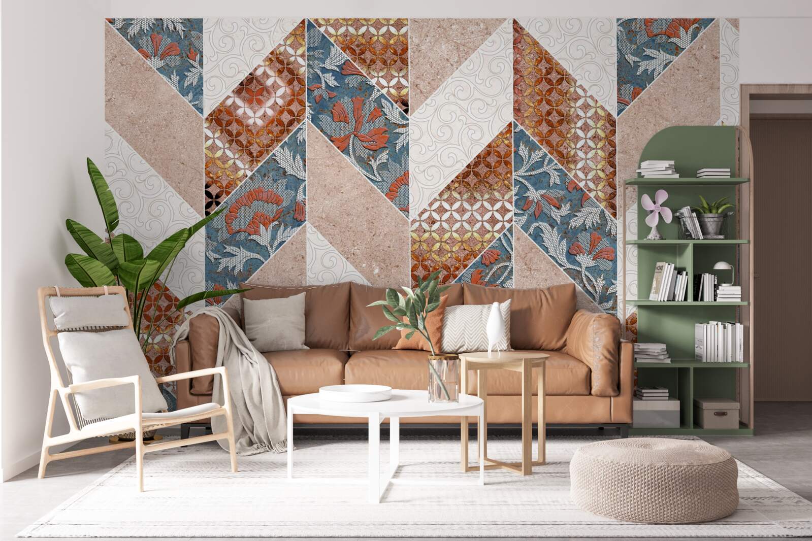 Фотошпалери освітлені геометричні фігури у дзеркальному відображенні