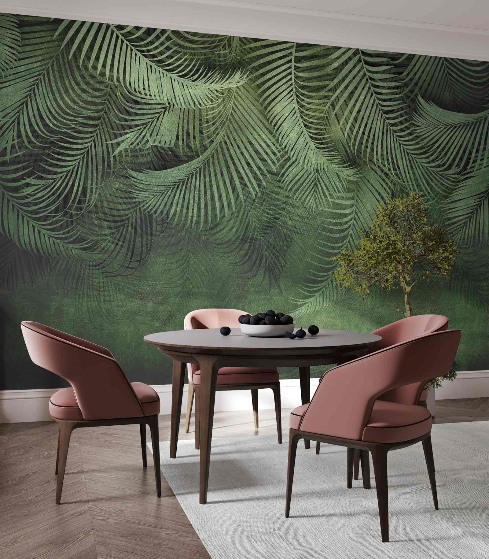 Фотошпалери листя вечірньої пальми густе