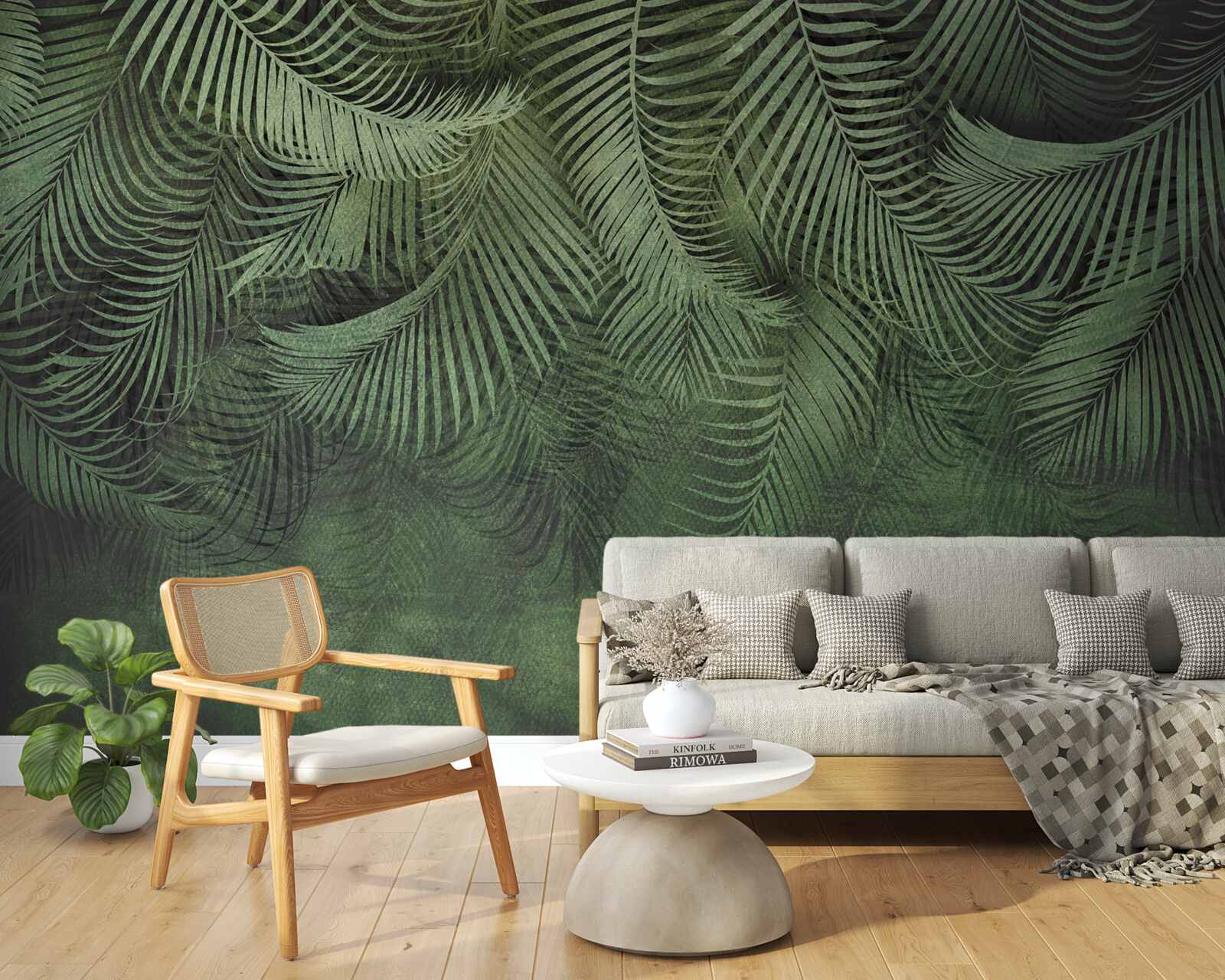 Фотошпалери листя вечірньої пальми густе