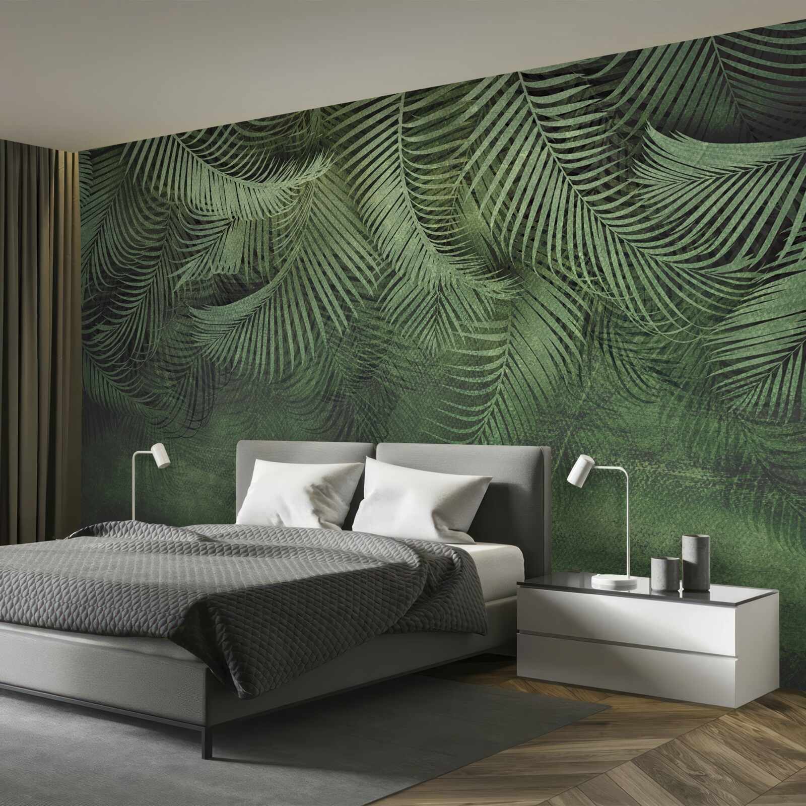 Фотошпалери листя вечірньої пальми густе