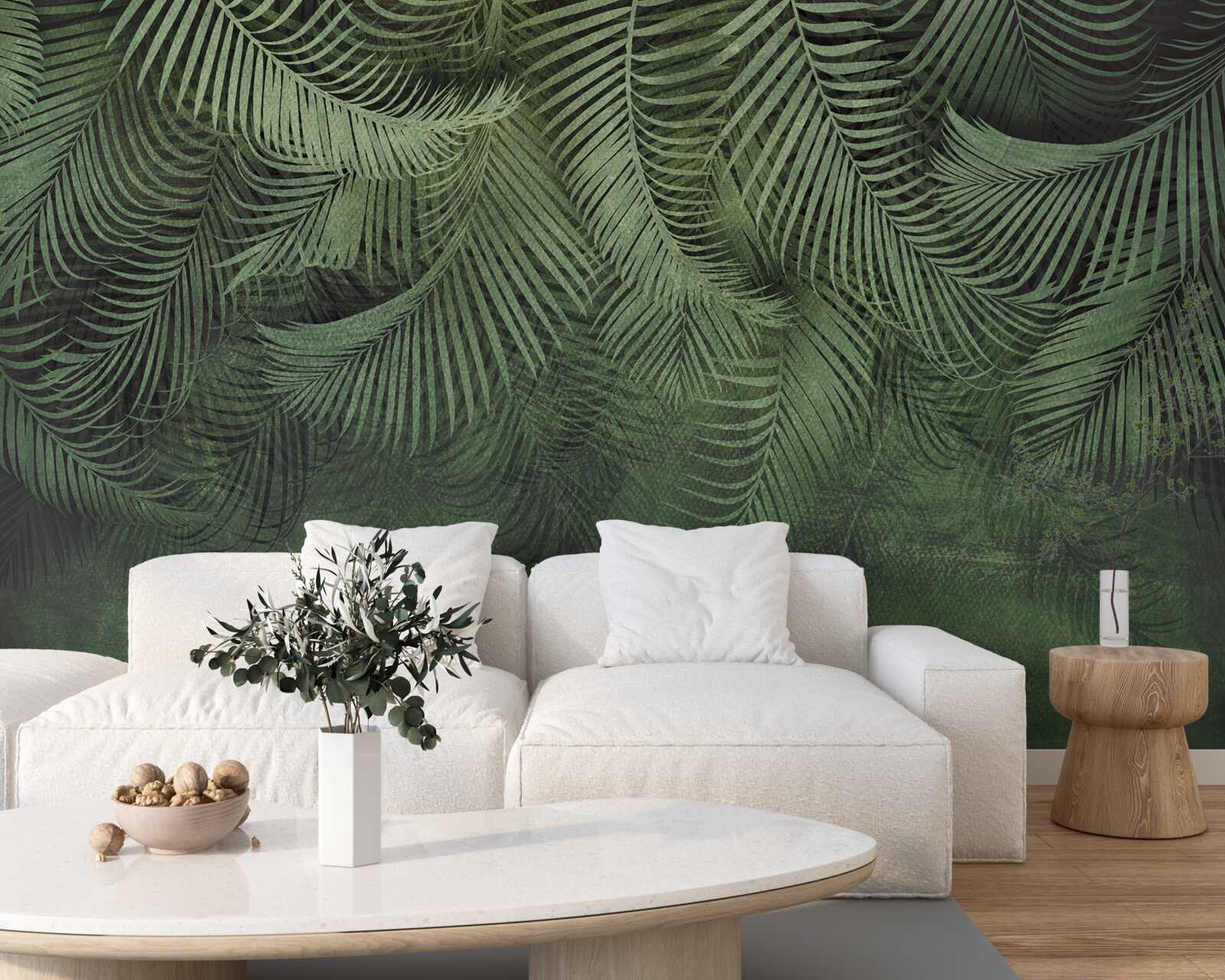 Фотошпалери листя вечірньої пальми густе