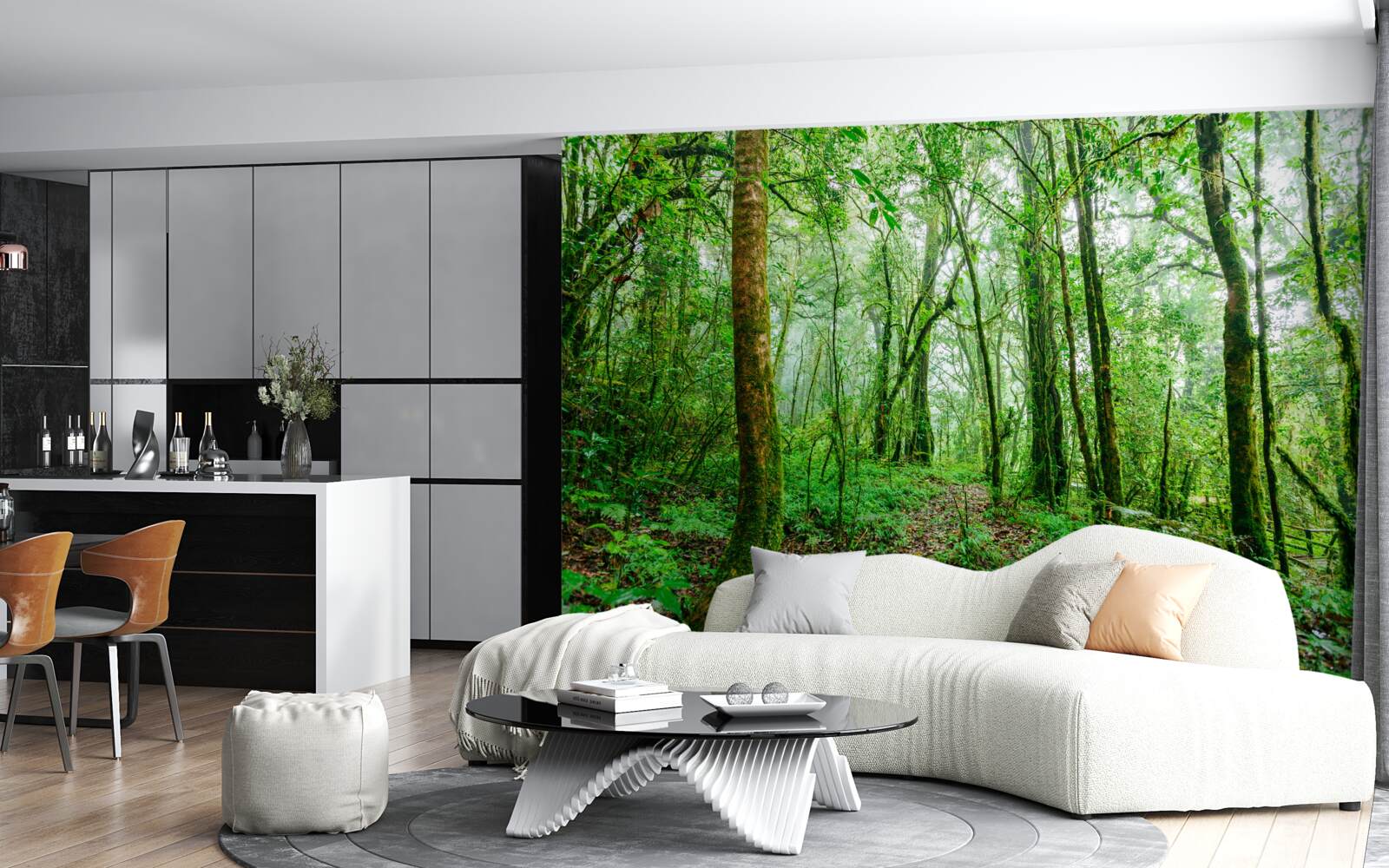 Фотошпалери освіжений після дощу ліс став смарагдовим