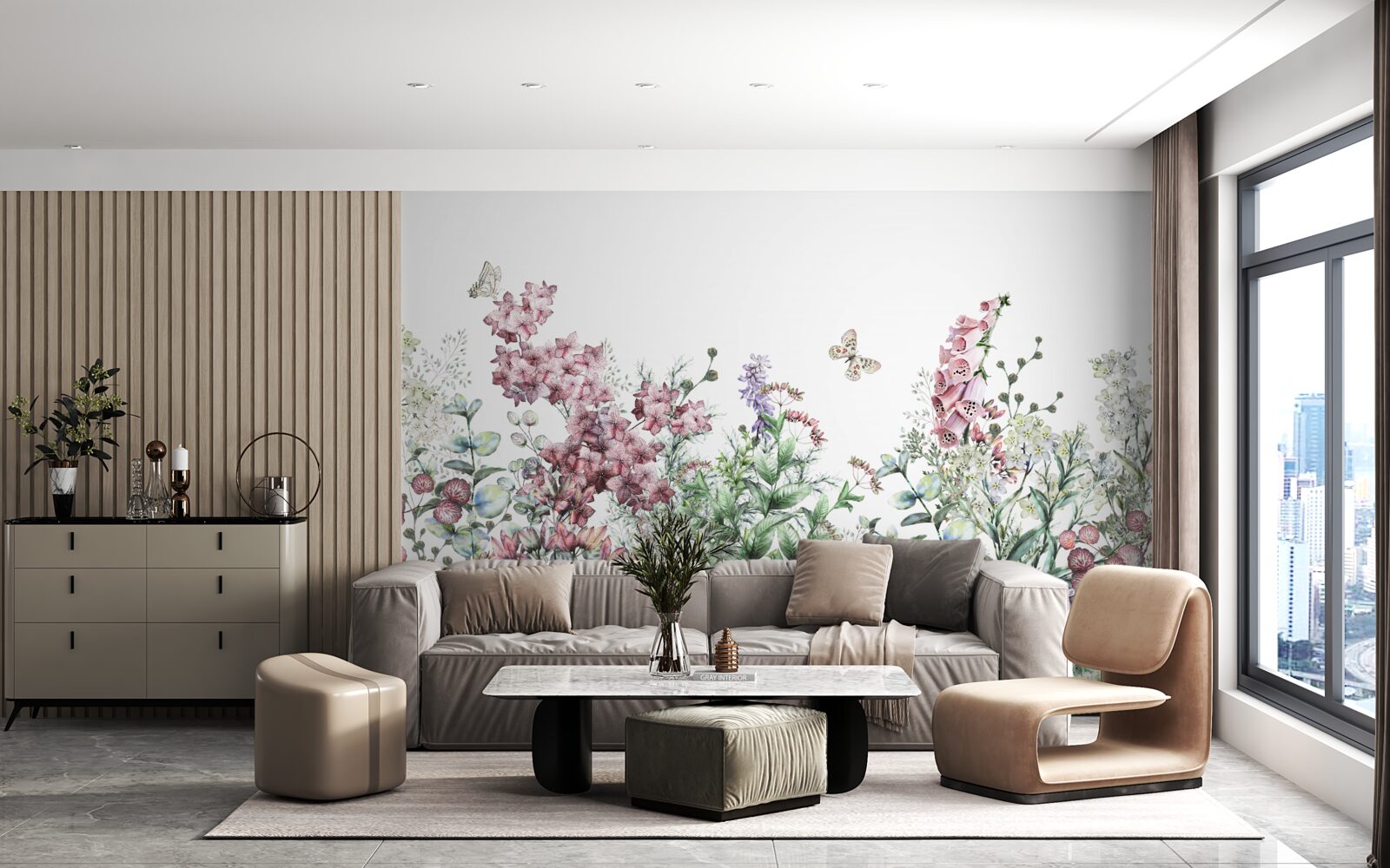 Фотошпалери лугове поле, що милує око своїми яскравими барвами