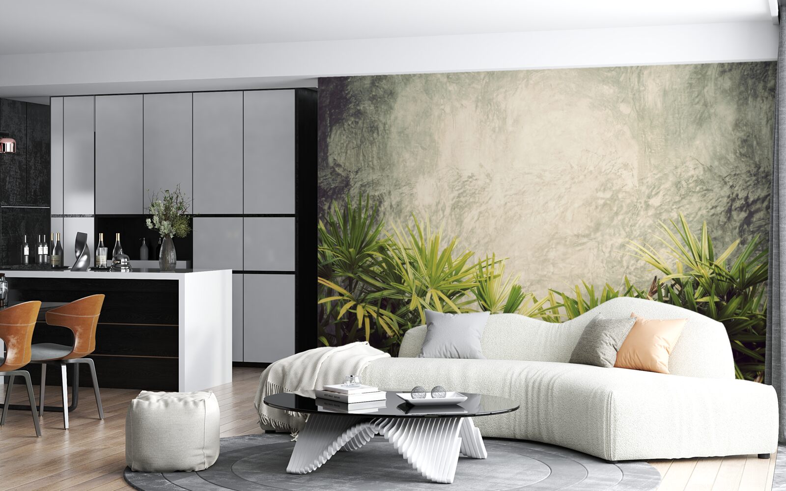 Фотошпалери туманна ковдра огортає зелені рослини в джунглях