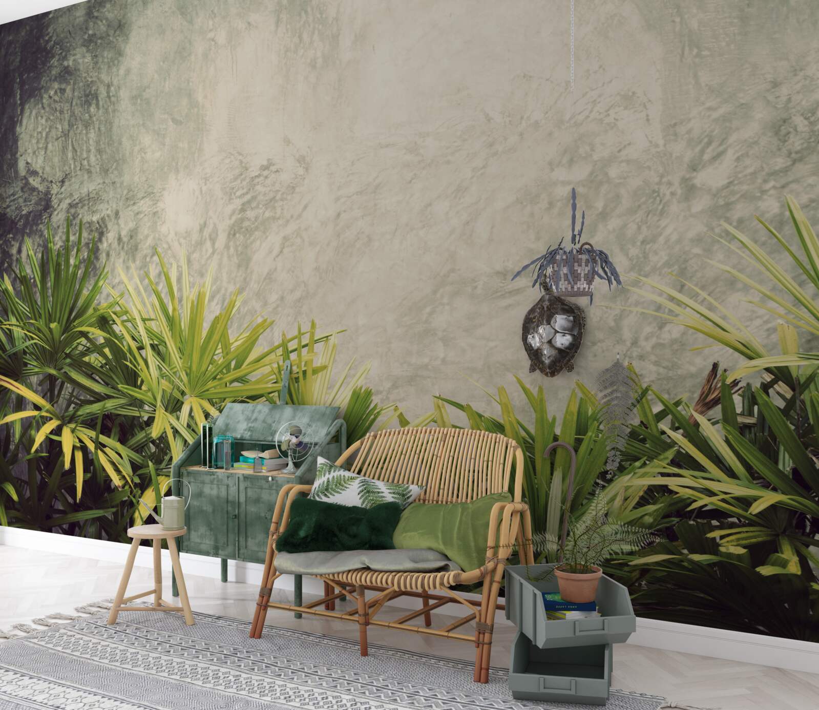 Фотошпалери туманна ковдра огортає зелені рослини в джунглях