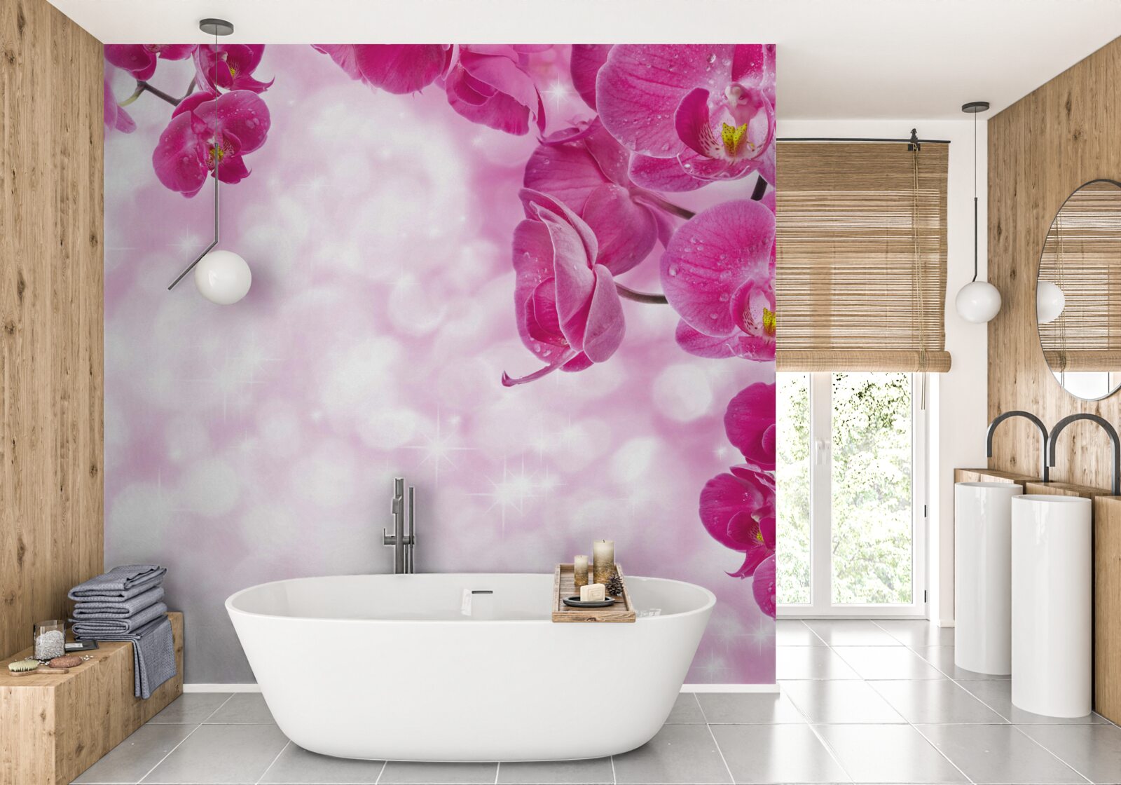 Фотошпалери орхідея з ніжним бузковим відтінком
