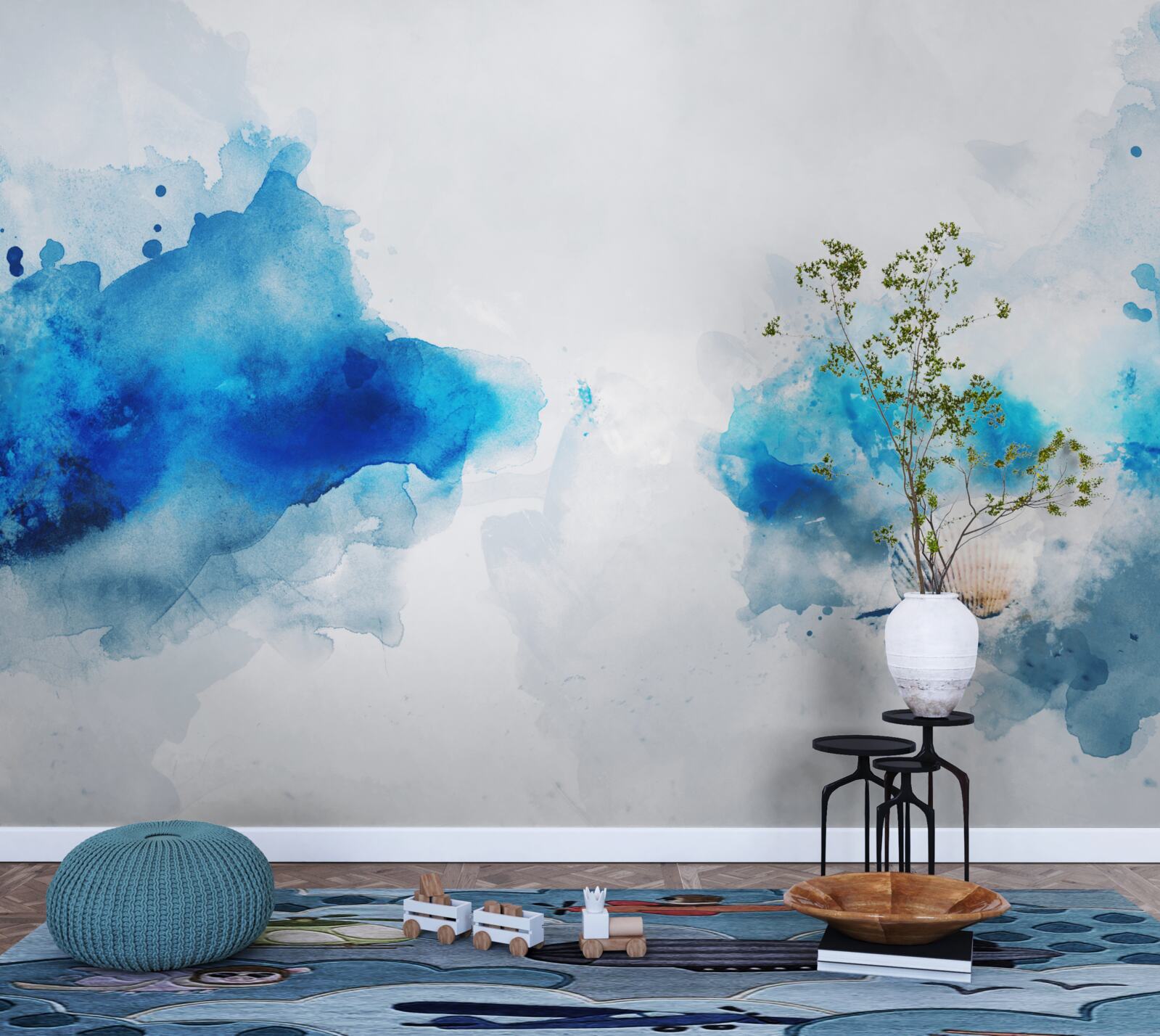 Фотошпалери легка блакитна пляма на світлому полотні