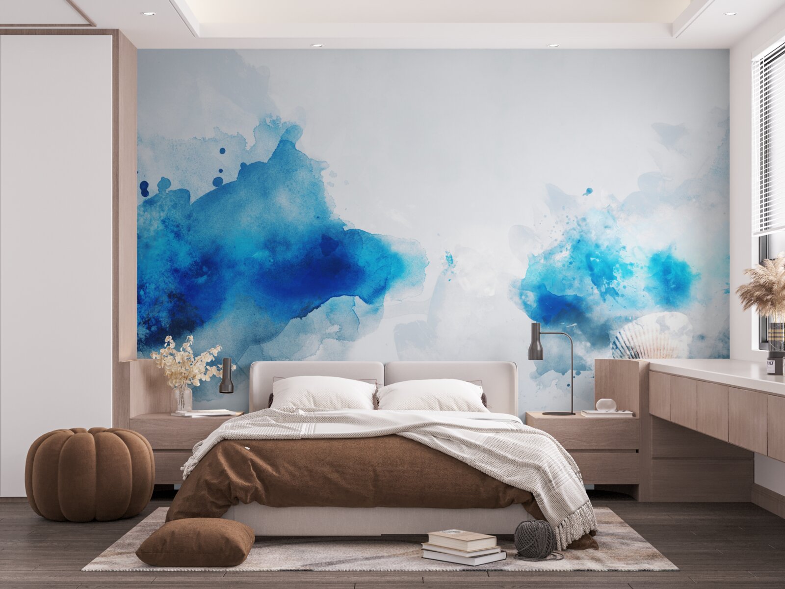 Фотошпалери легка блакитна пляма на світлому полотні