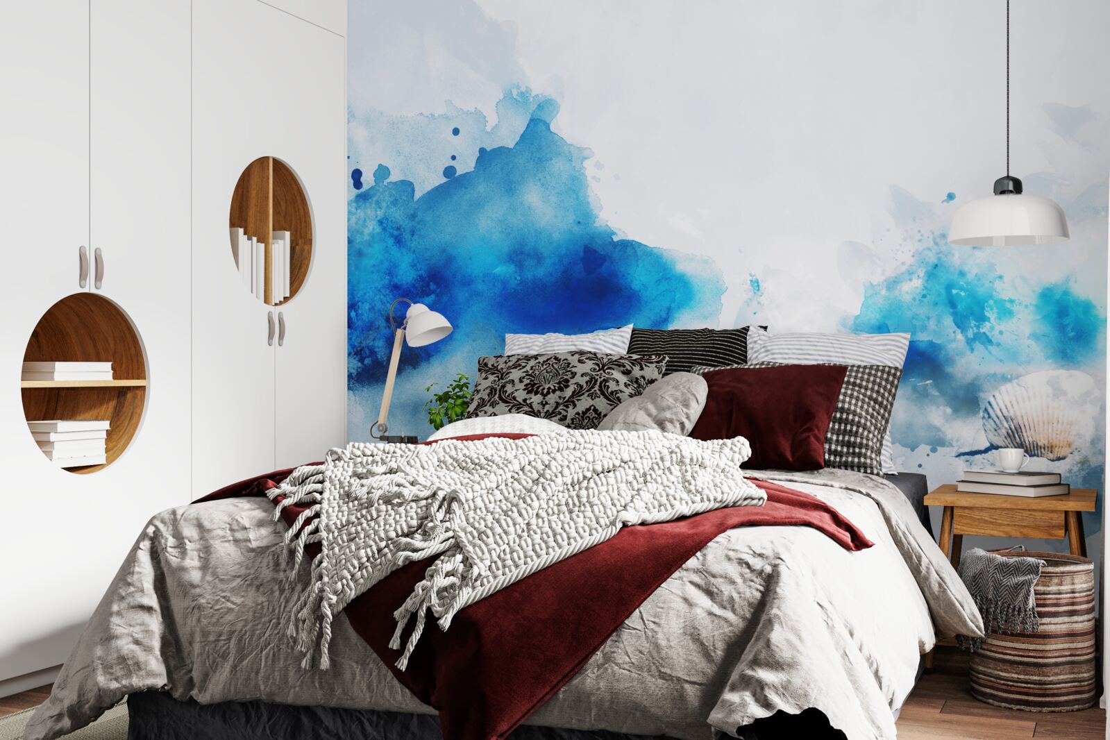 Фотошпалери легка блакитна пляма на світлому полотні