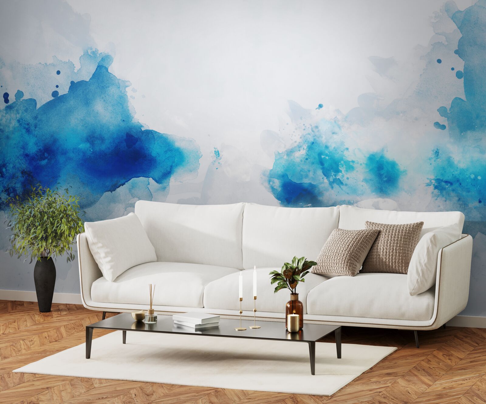 Фотошпалери легка блакитна пляма на світлому полотні