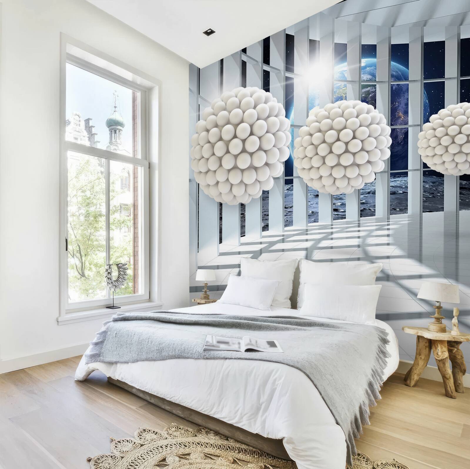 Фотошпалери кулі куль, що пливуть у нічному переході