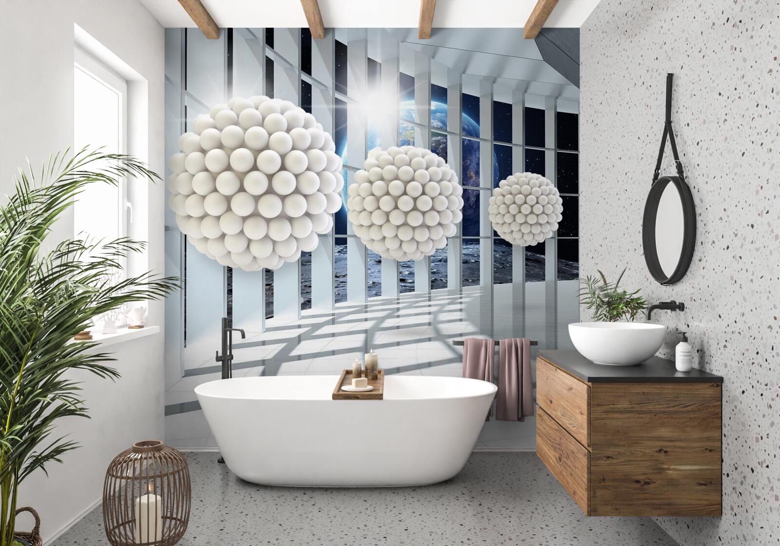 Фотошпалери кулі куль, що пливуть у нічному переході