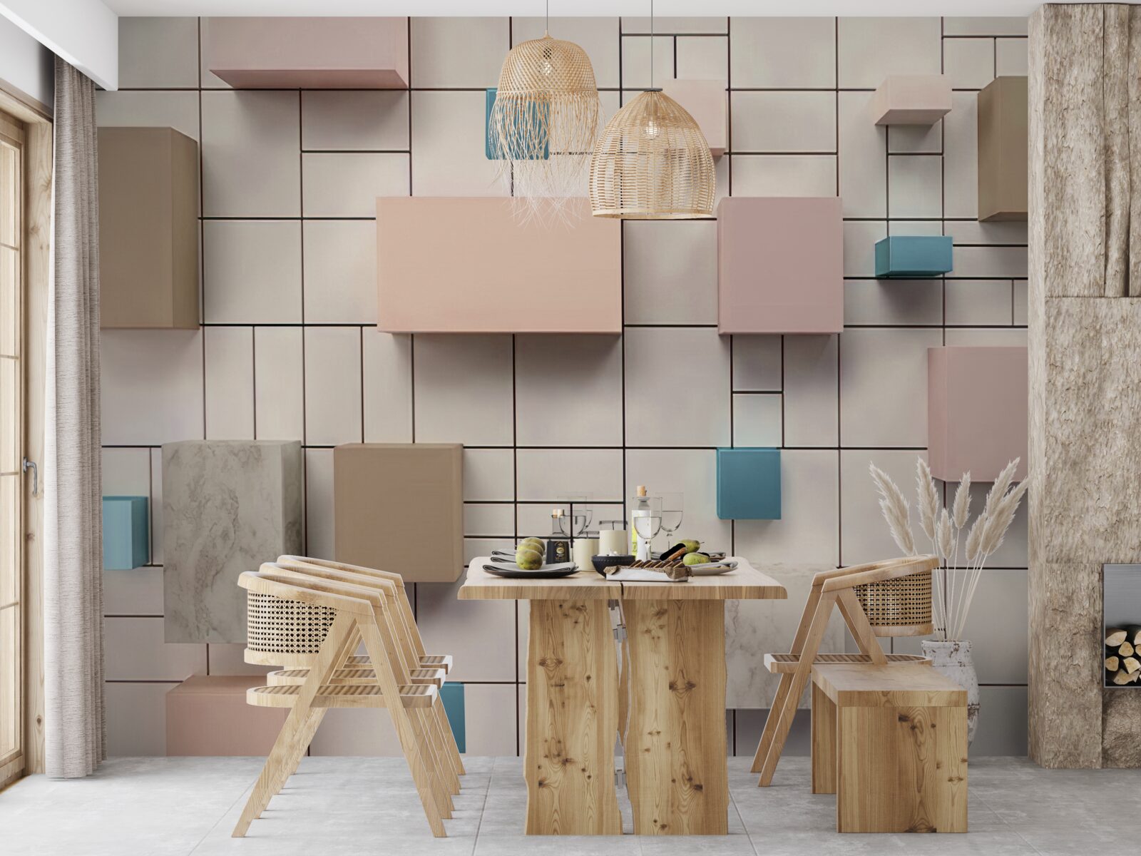 Фотошпалери просторі прямокутники, що ширяють у повітрі