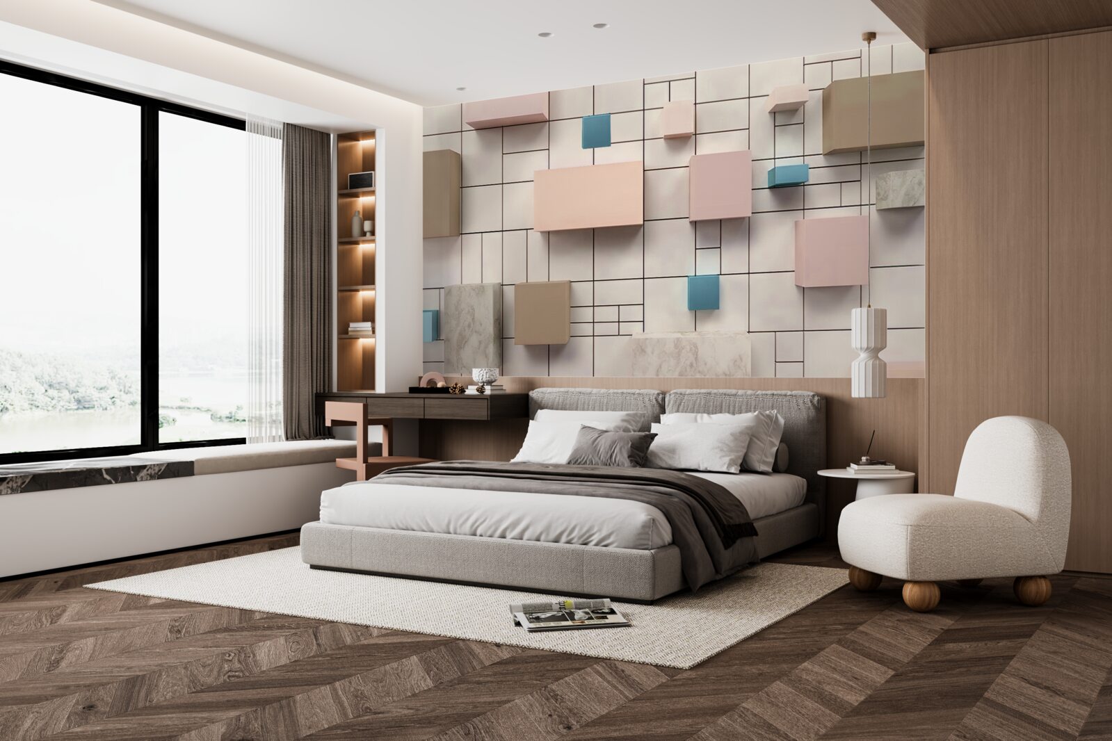 Фотошпалери просторі прямокутники, що ширяють у повітрі