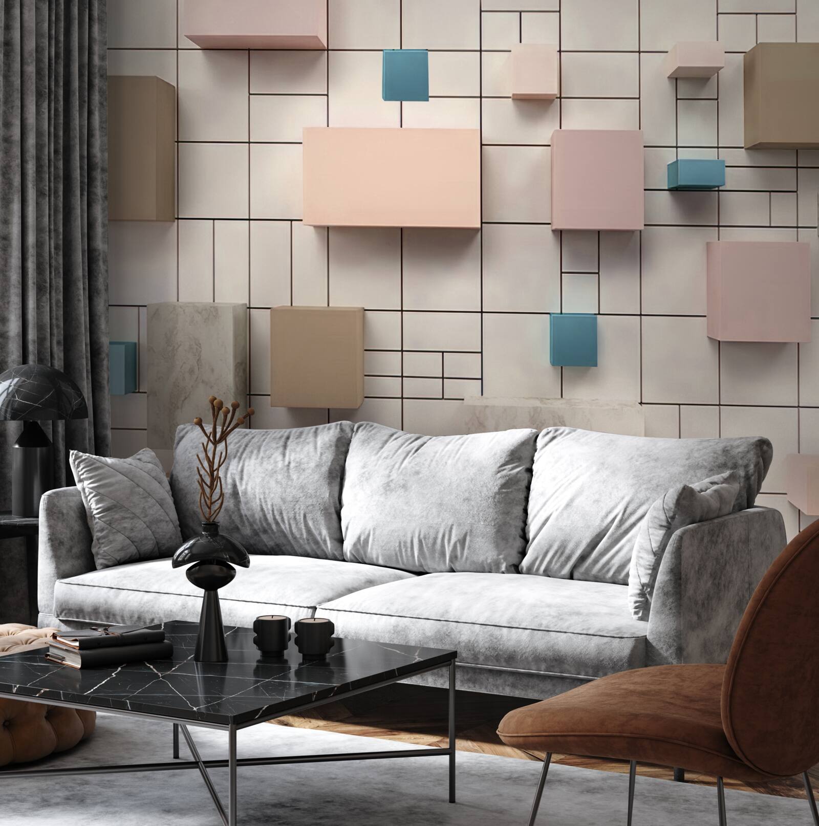 Фотошпалери просторі прямокутники, що ширяють у повітрі