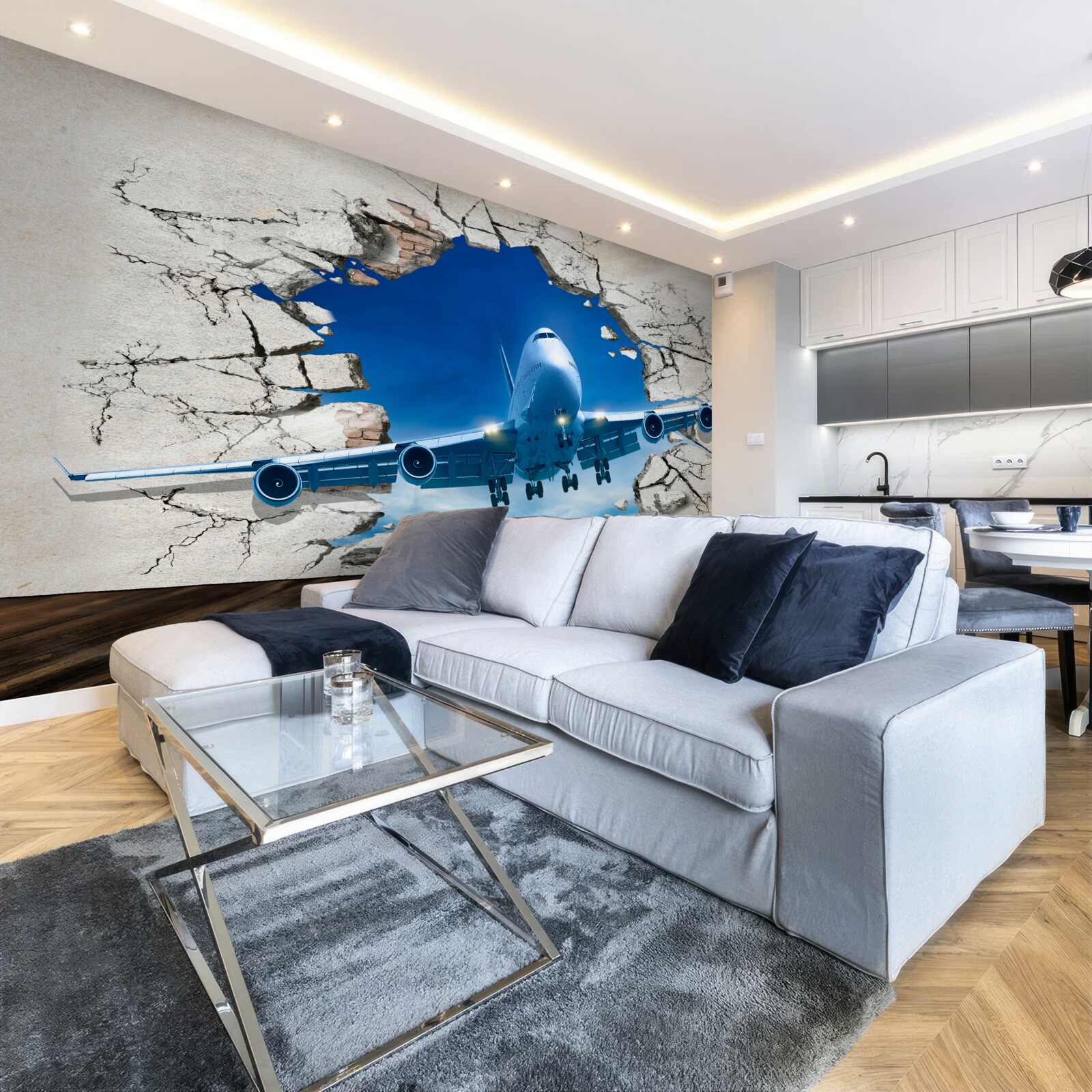 Фотошпалери площина, що пробиває стіну