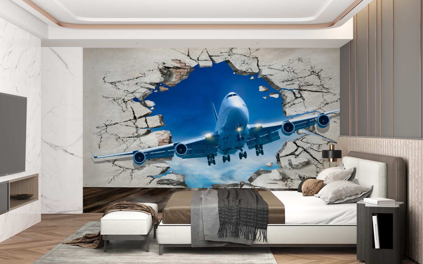 Фотошпалери площина, що пробиває стіну