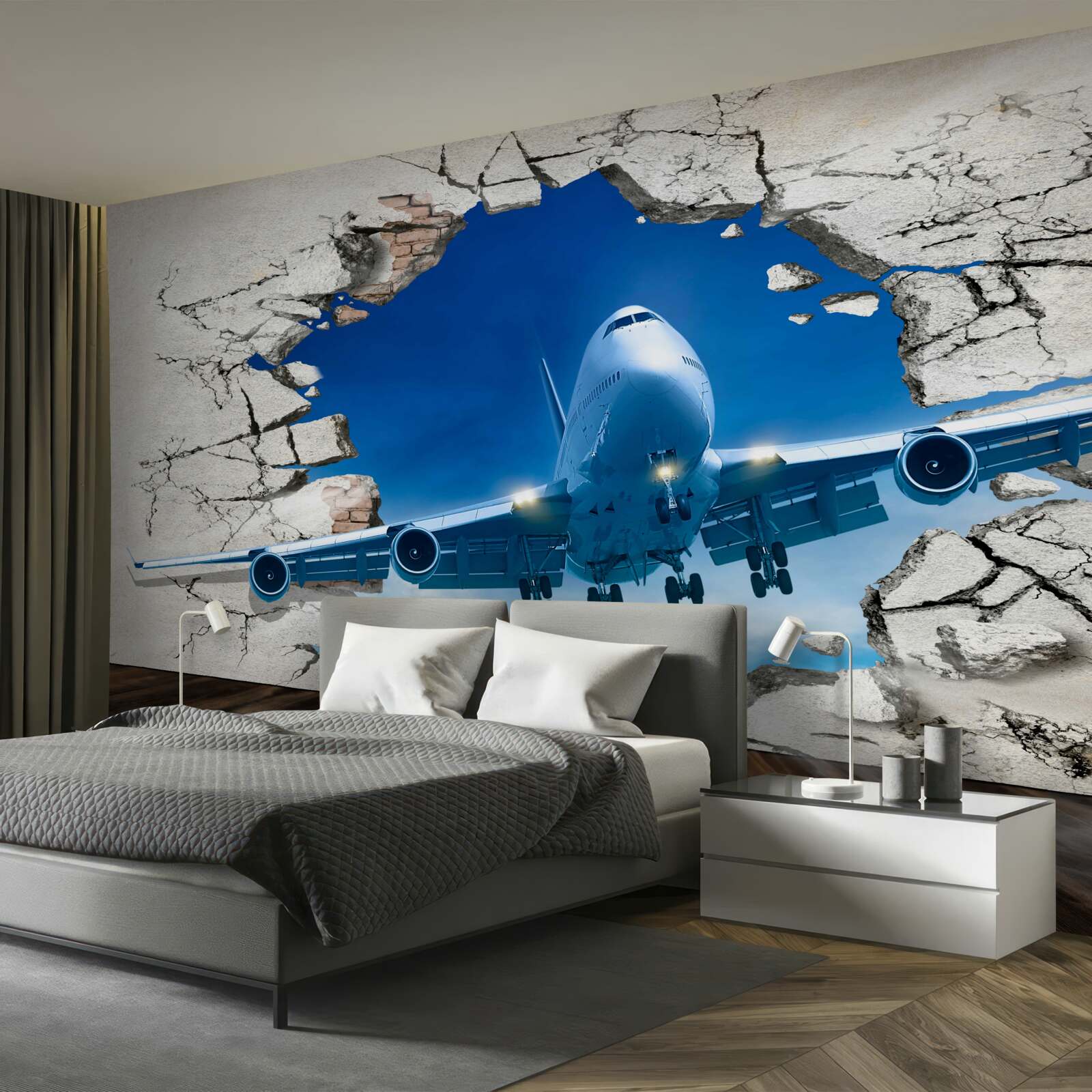 Фотошпалери площина, що пробиває стіну