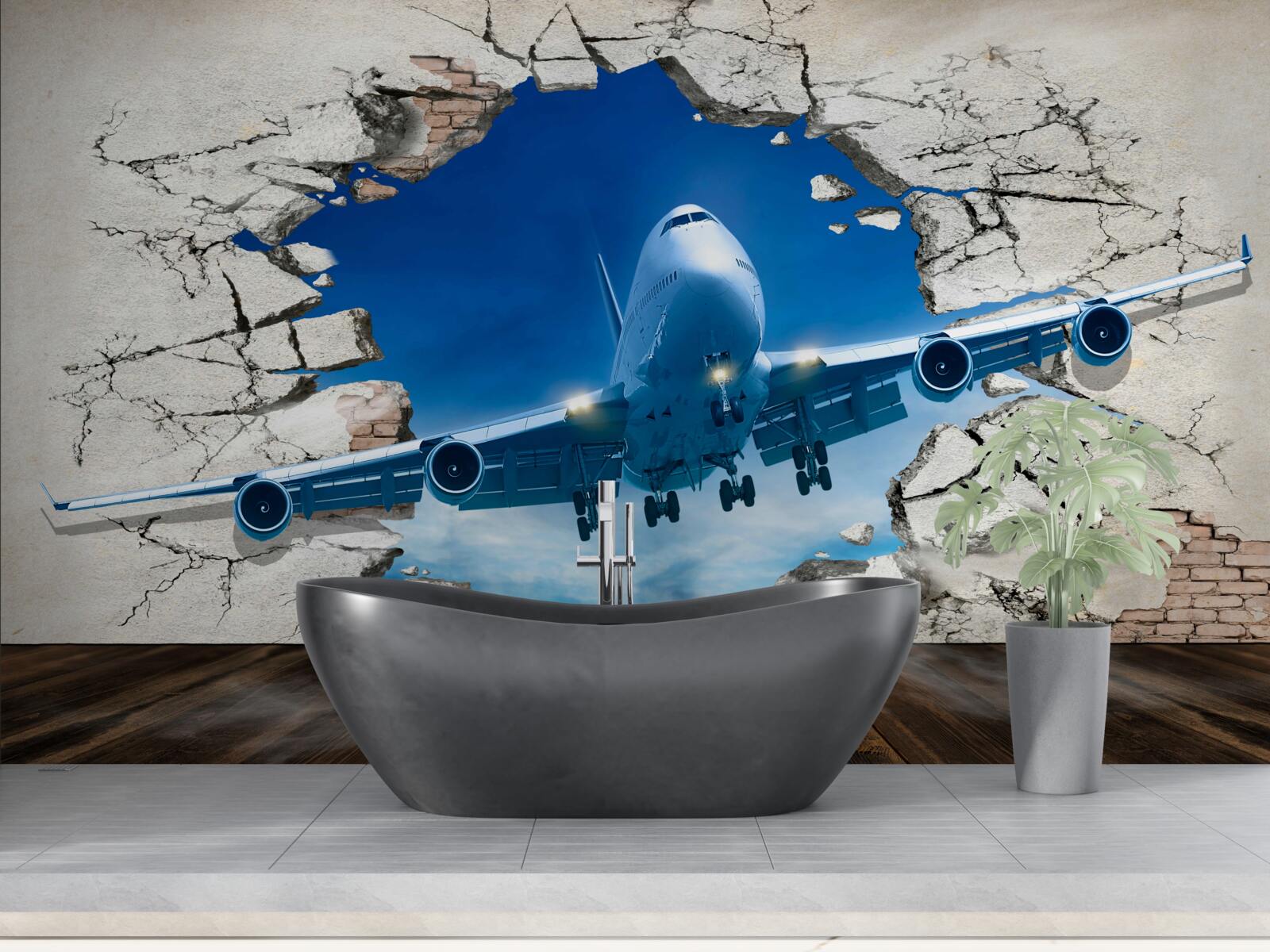 Фотошпалери площина, що пробиває стіну