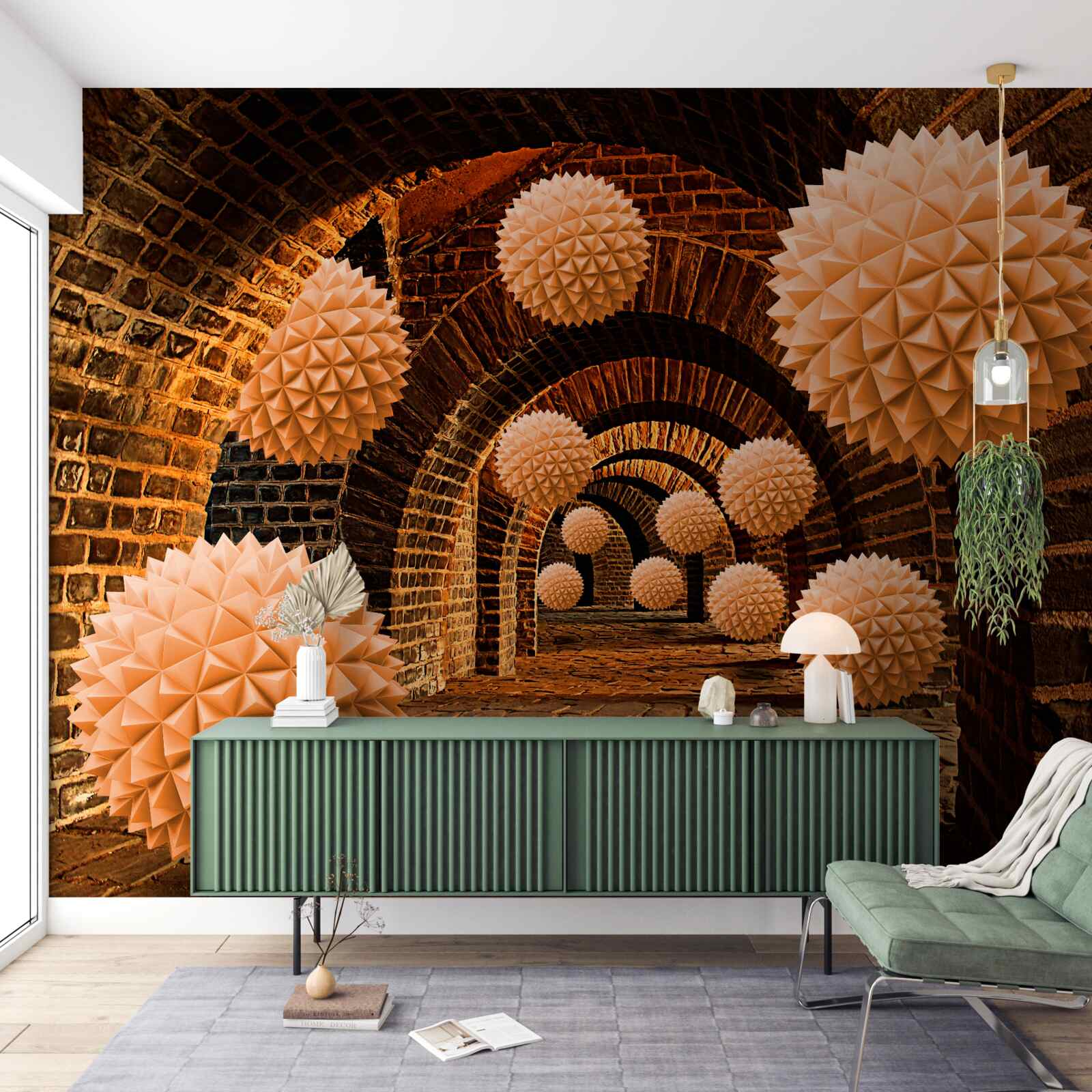 Фотошпалери гострі бронзові кулі та кам'яні арки