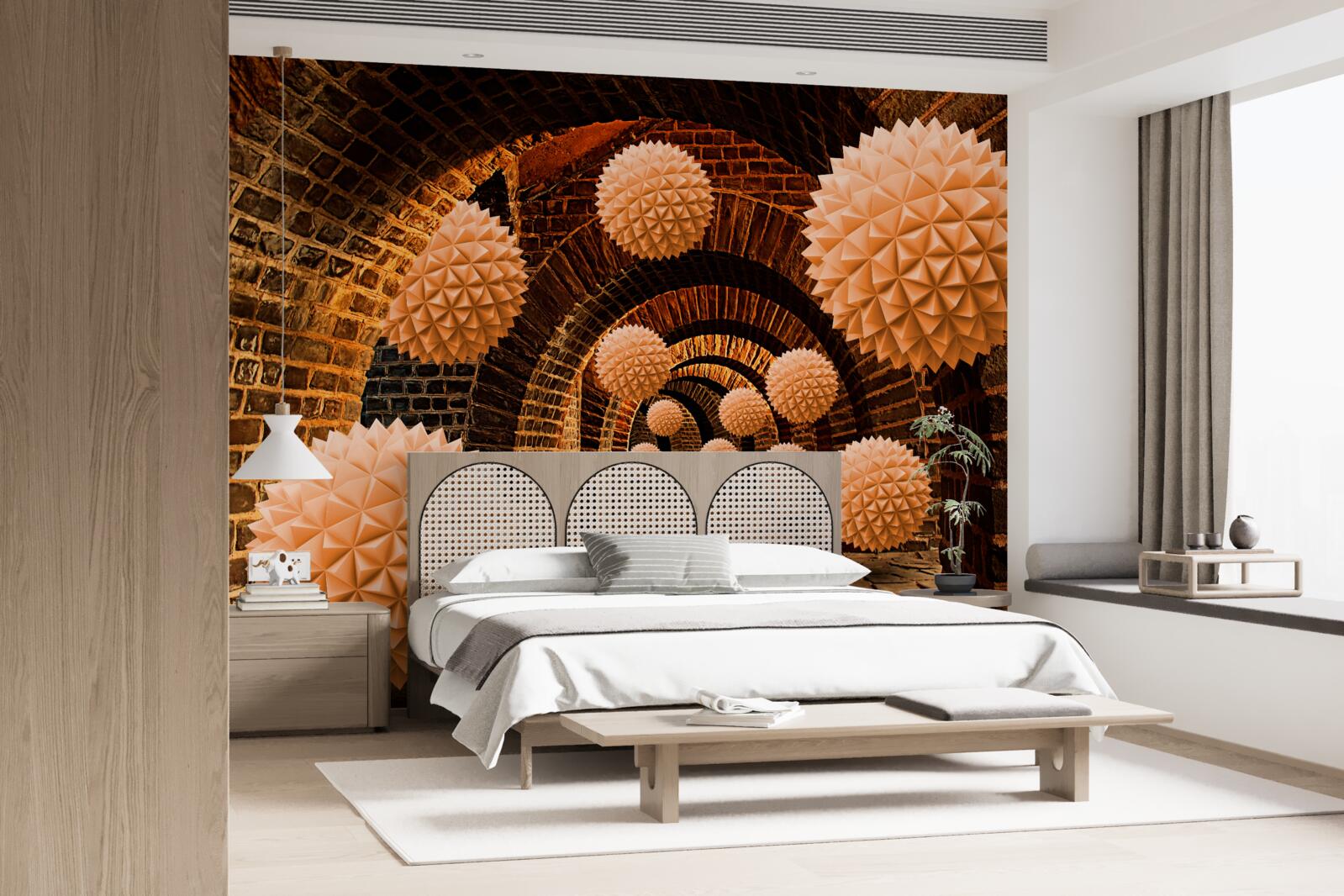 Фотошпалери гострі бронзові кулі та кам'яні арки