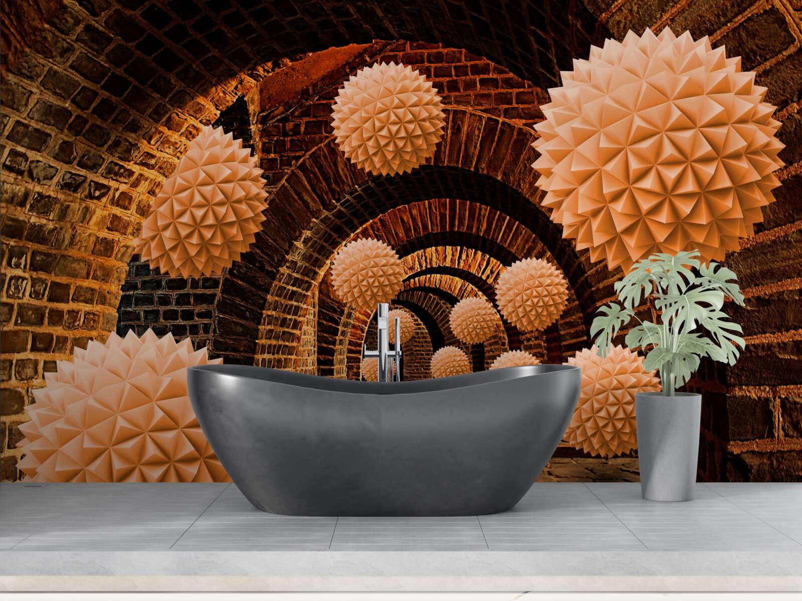 Фотошпалери гострі бронзові кулі та кам'яні арки