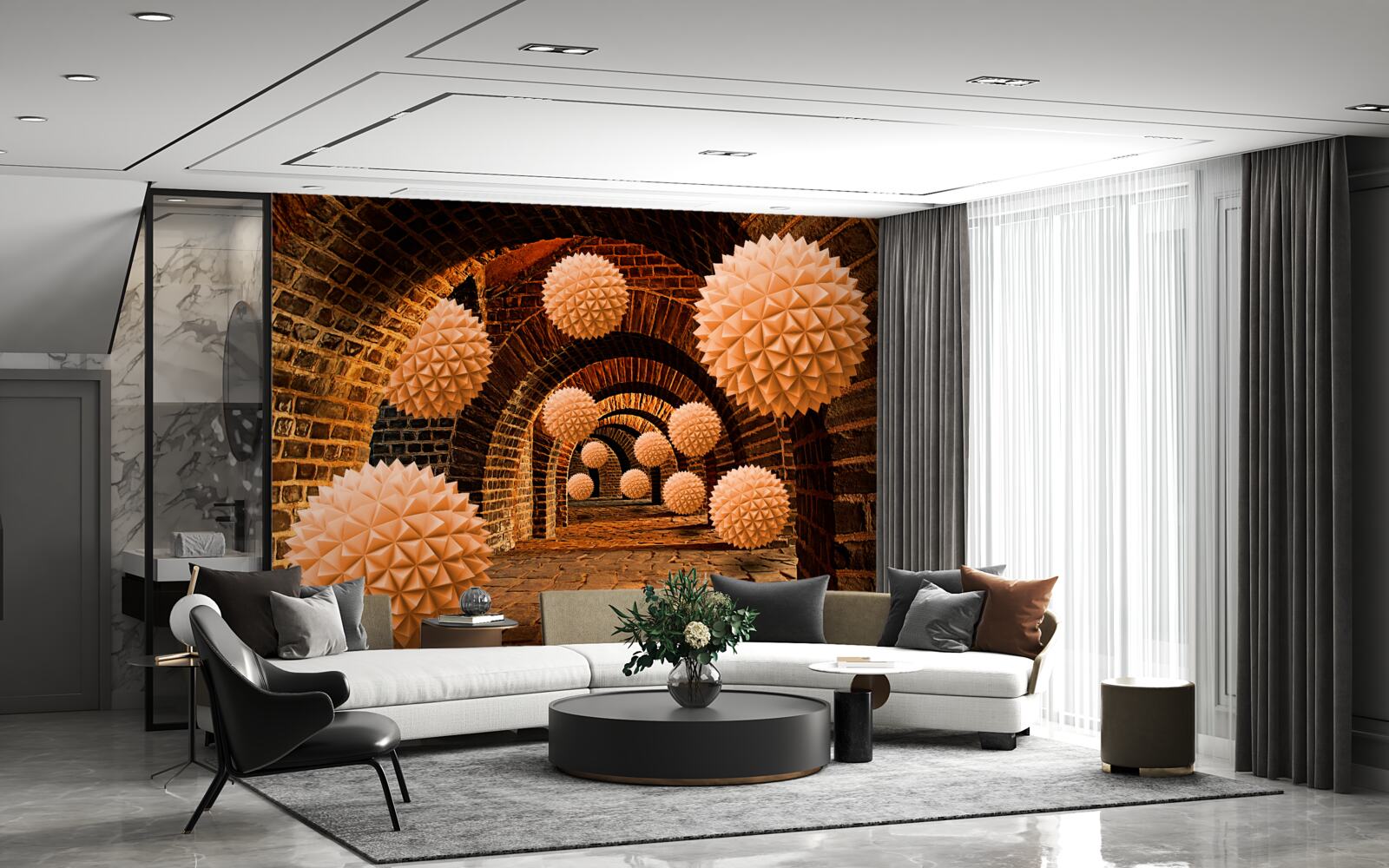 Фотошпалери гострі бронзові кулі та кам'яні арки