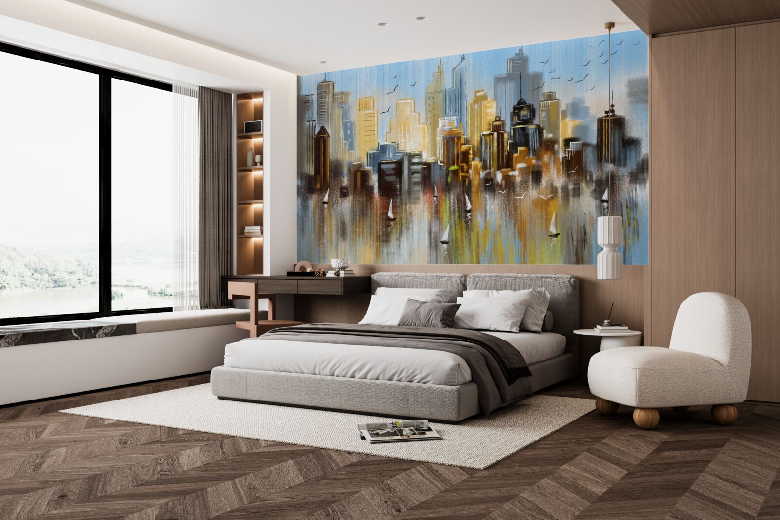 Фотошпалери зображене нечітке місто