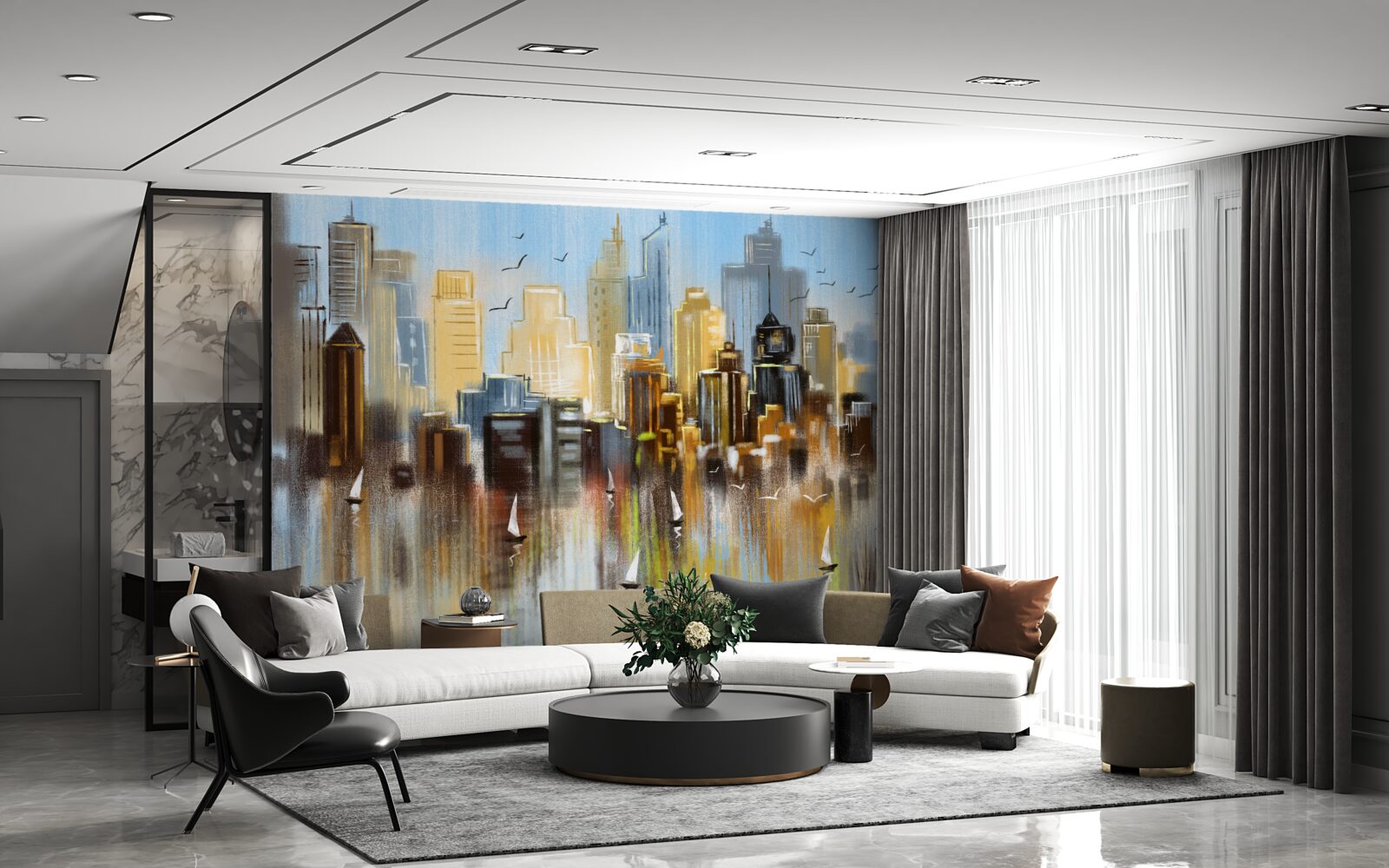 Фотошпалери зображене нечітке місто