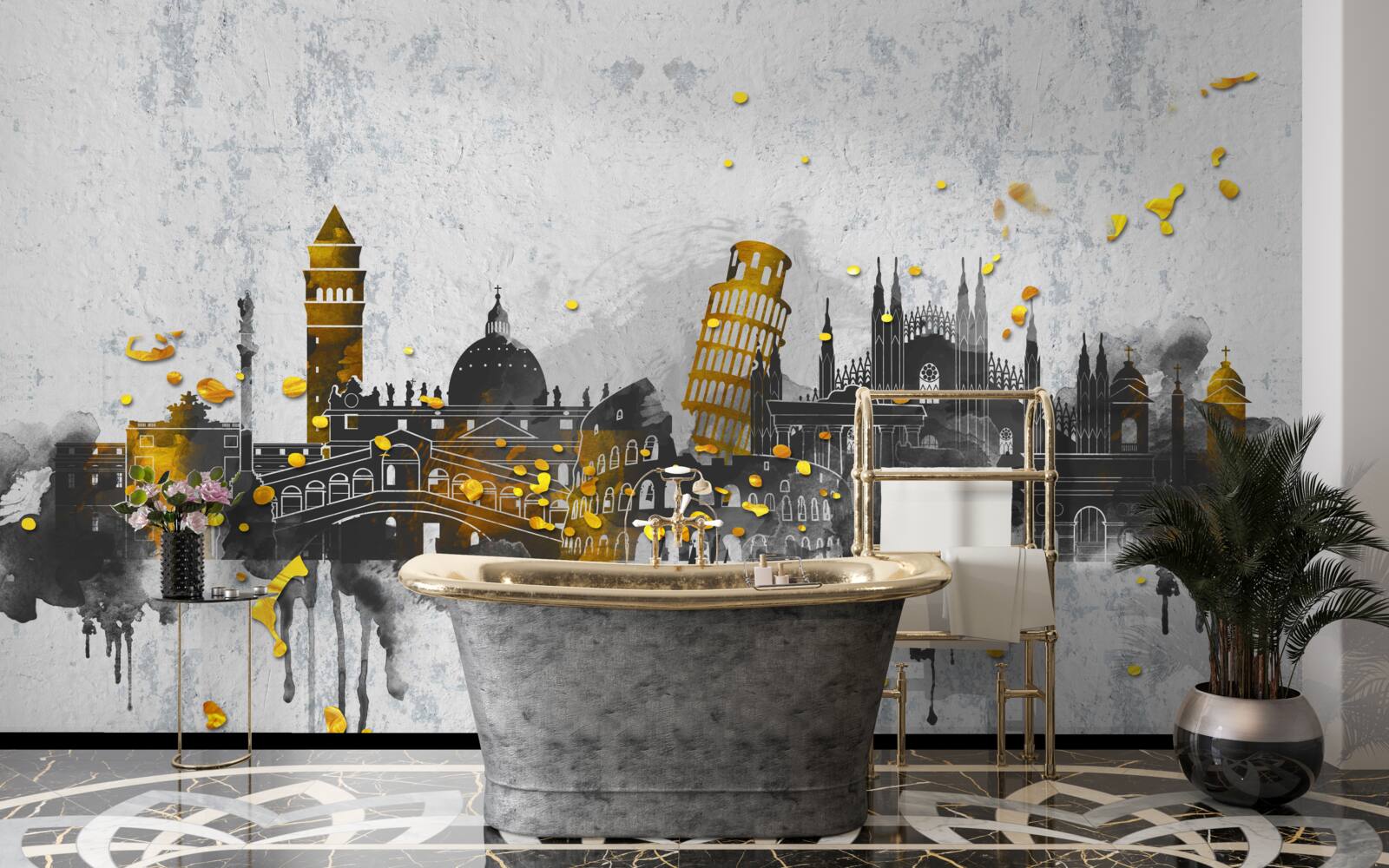 Фотошпалери силуети римських пам'ятників, оточені темрявою