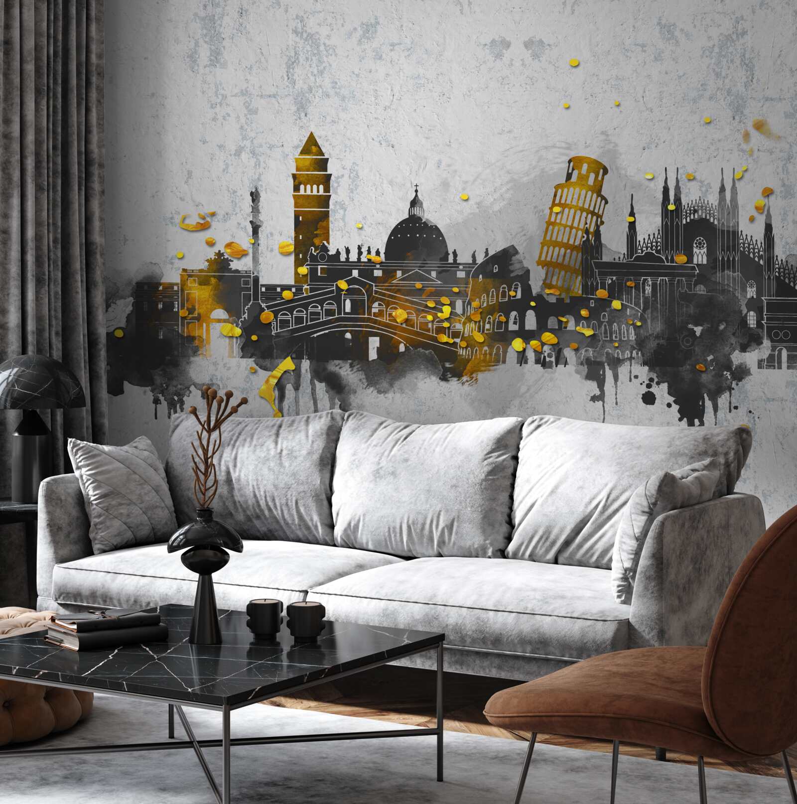 Фотошпалери силуети римських пам'ятників, оточені темрявою