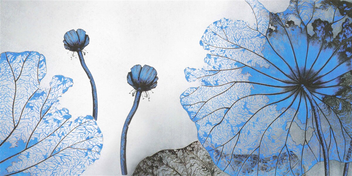 Фотошпалери туманні маки з блакитними бутонами