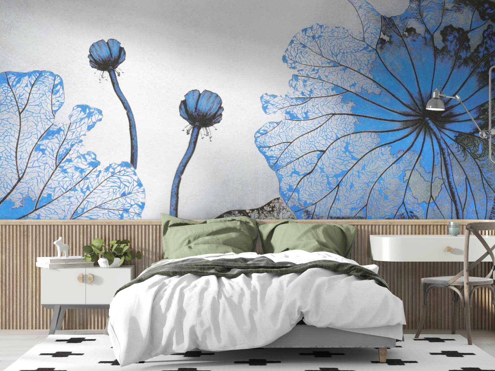 Фотошпалери туманні маки з блакитними бутонами