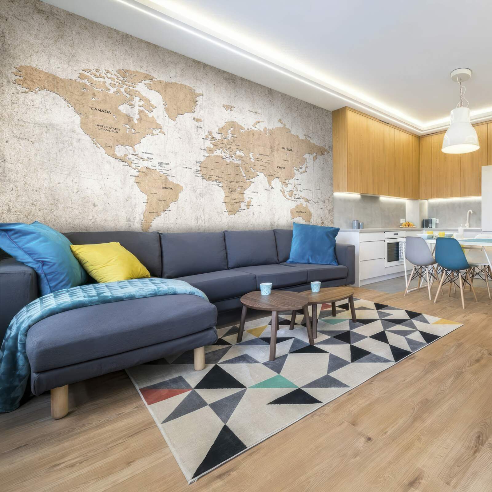 Фотошпалери помірна географічна картина світу на стіні