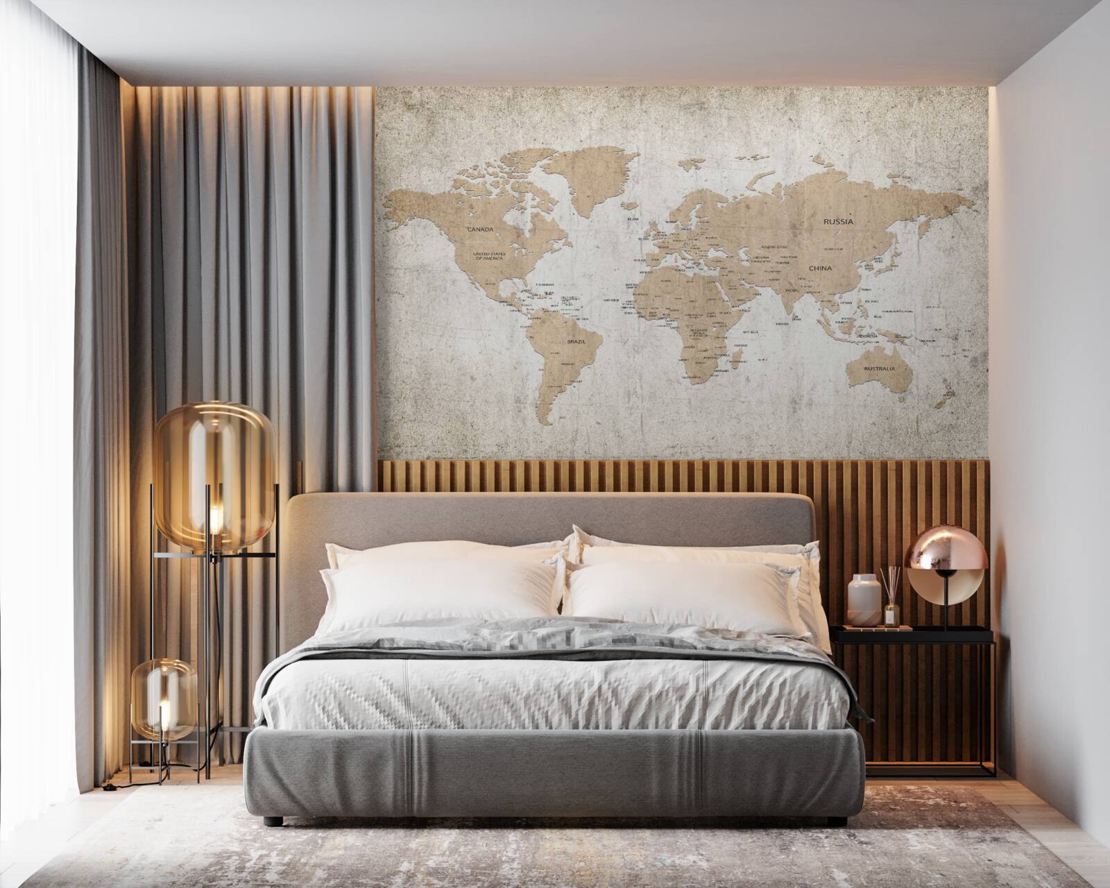 Фотошпалери помірна географічна картина світу на стіні